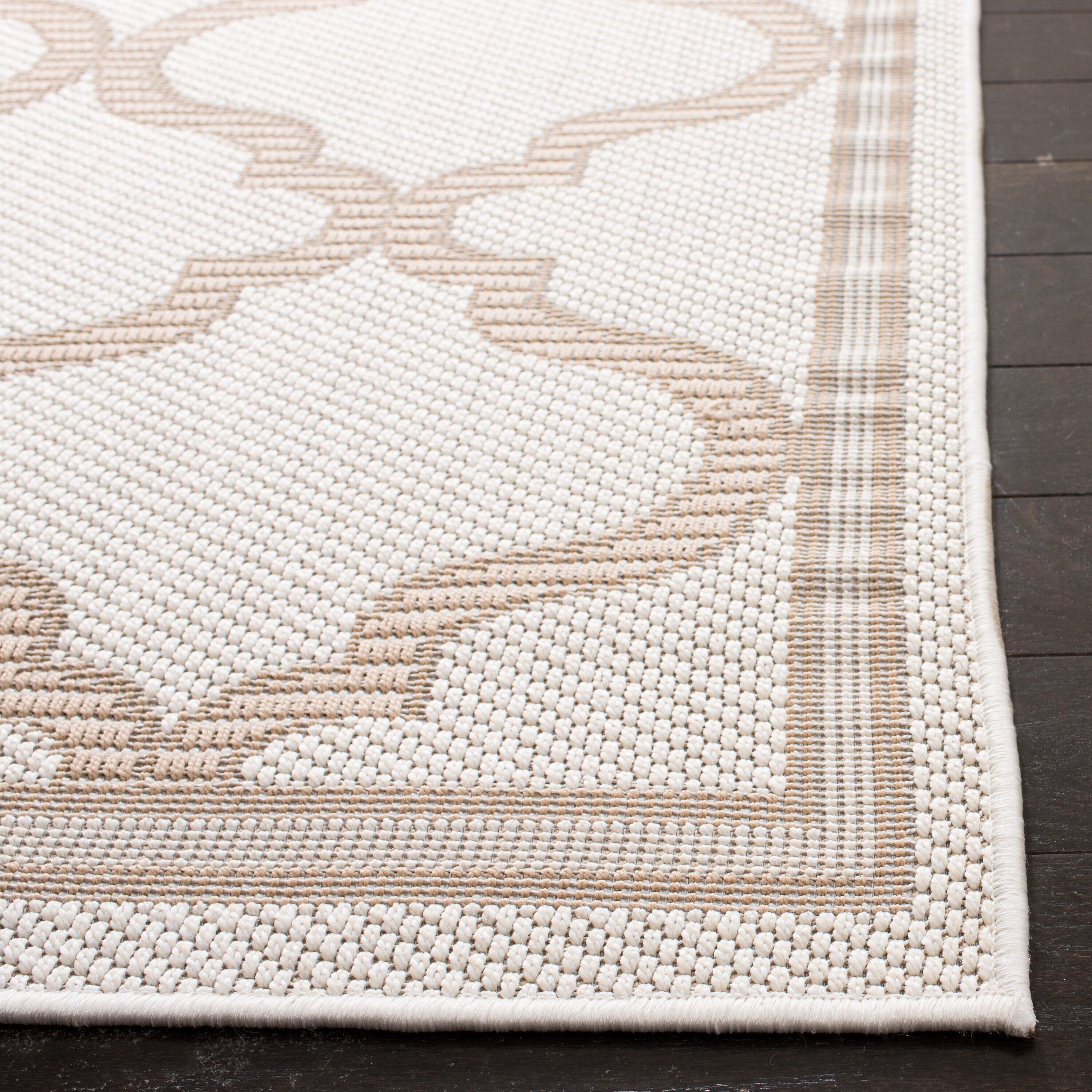 SAFAVIEH Bermuda Tamaya Geometric Machine Washable Indoor/Outdoor Area Rug, Ivory/Beige, 8' x 8' Square