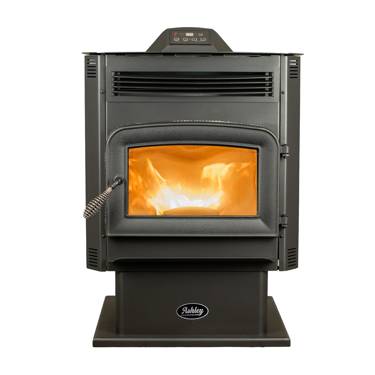 Ashley Black Steel Medium Pedestal Wood Pellet Stove