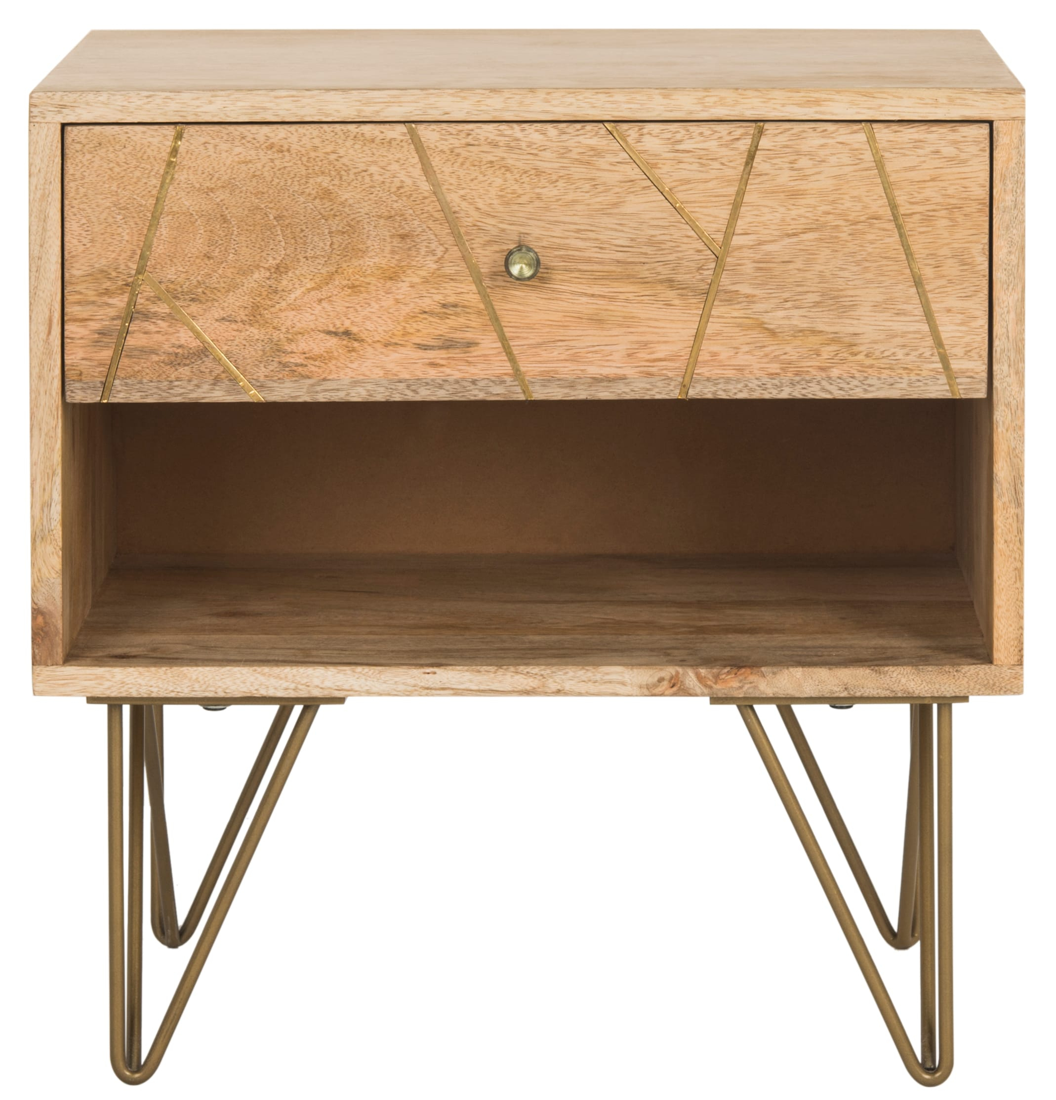 SAFAVIEH Marigold Mid-Century 1 Drawer Nightstand, Natural