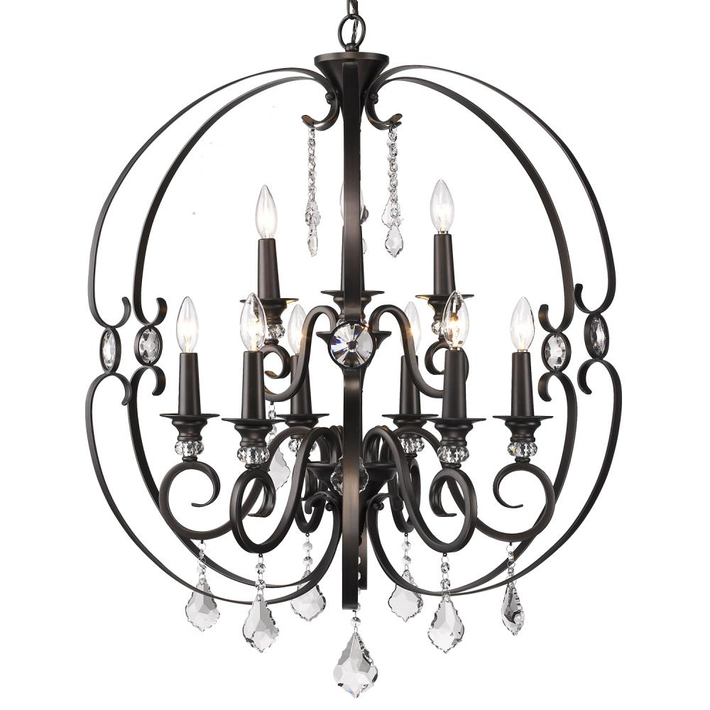 Ella 2 Tier - 9 Light Chandelier in Brushed Etruscan Bronze