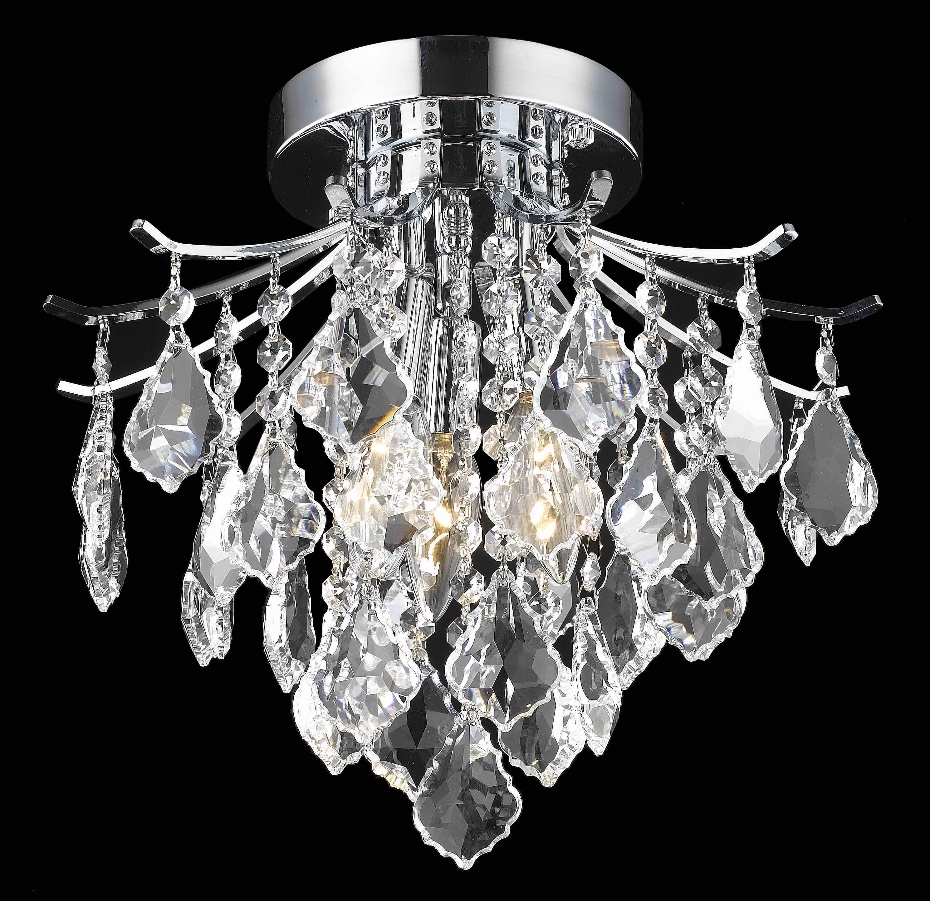 Elegant Lighting Amelia Collection Flush Mount D12in H12in Lt:3 Chrome Finish
