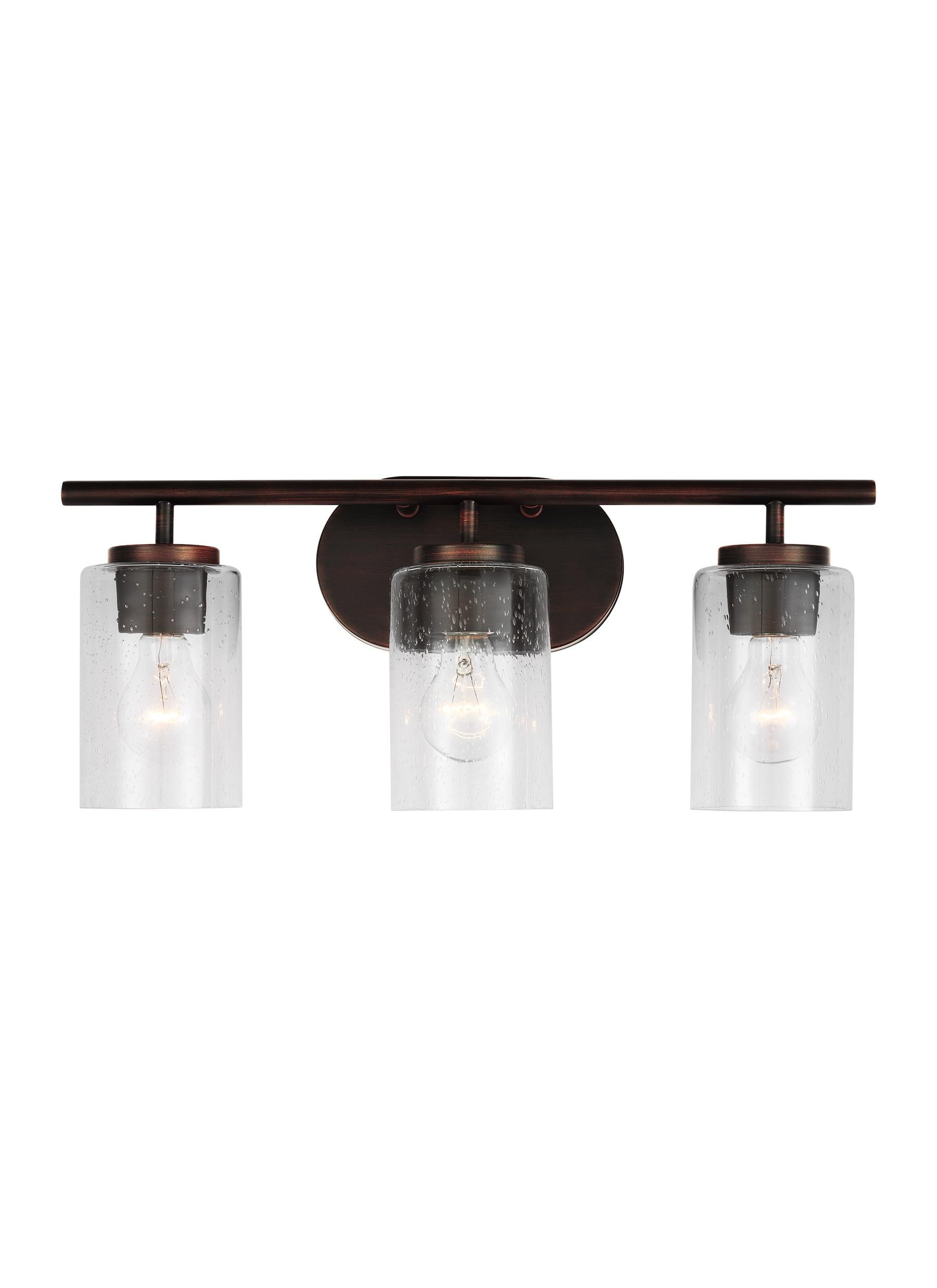 Oslo Bronze 3-Light Vanity Fixture with Clear Seeded Glass