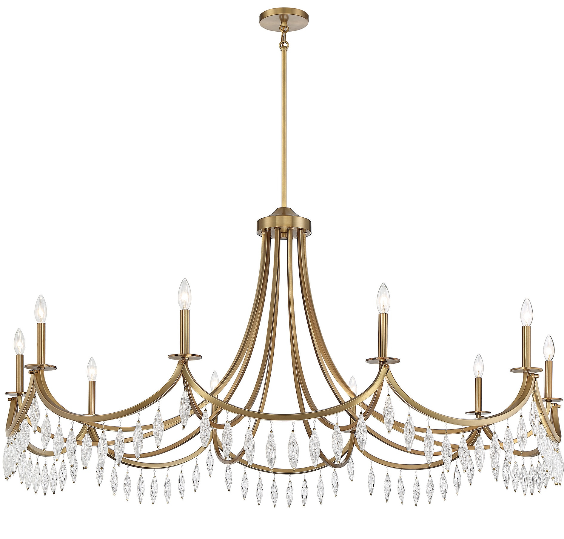 Vintage Glam Warm Brass Crystal 10-Light Chandelier