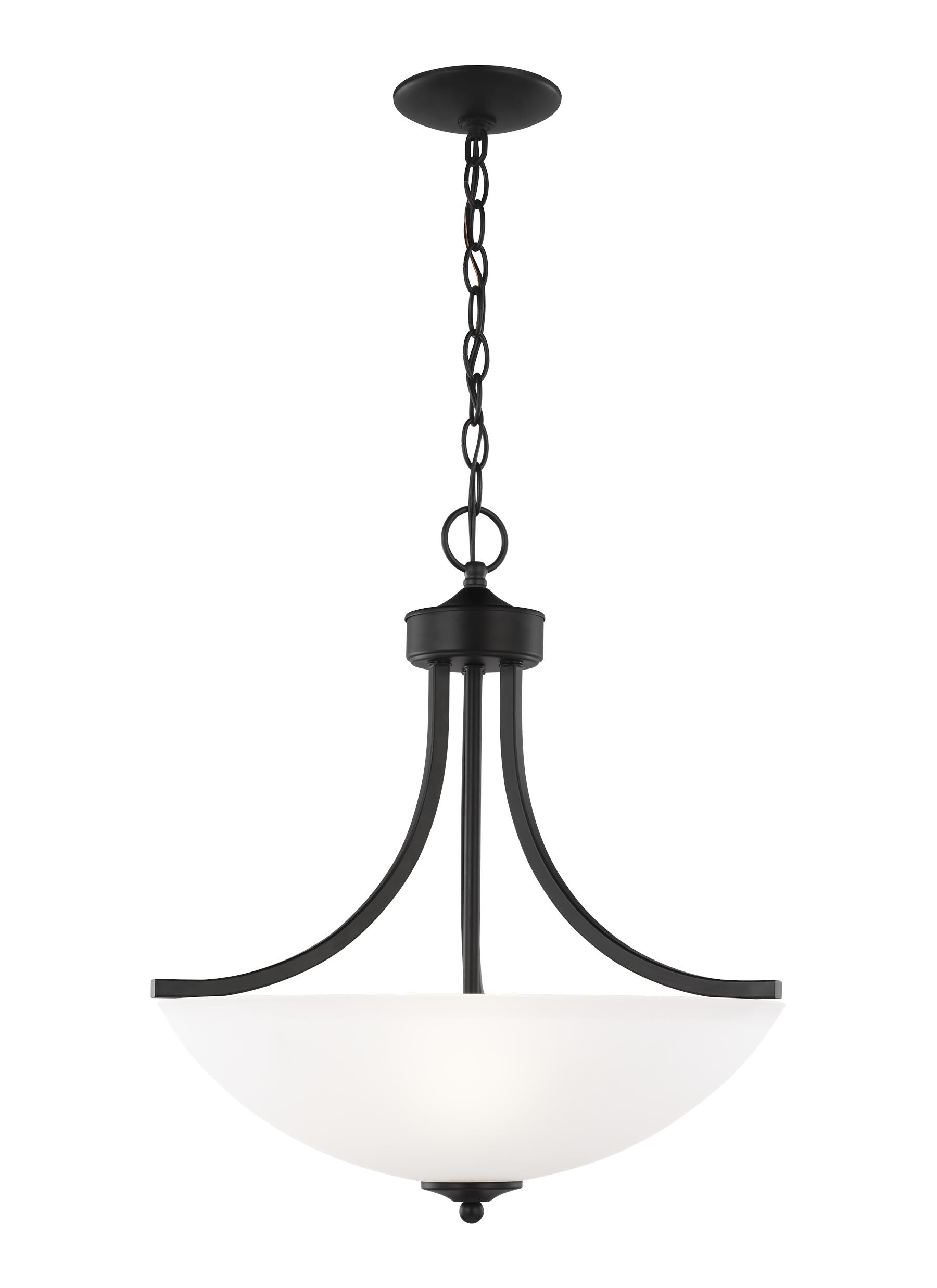 Geary 17.75" Satin Etched Glass LED Pendant in Brushed Nickel