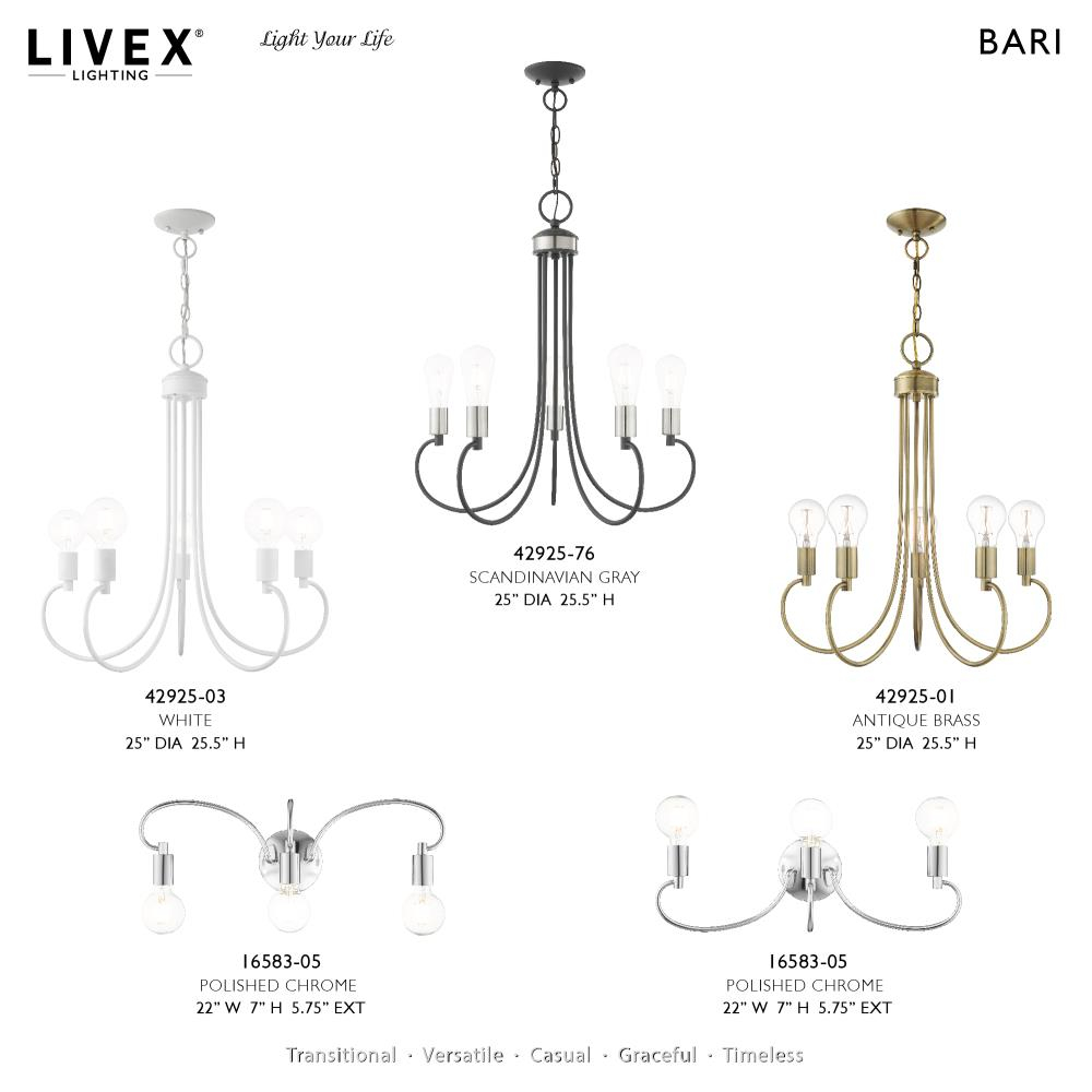 Mini Bari 5-Light Scandinavian Gray Crystal Candle Chandelier