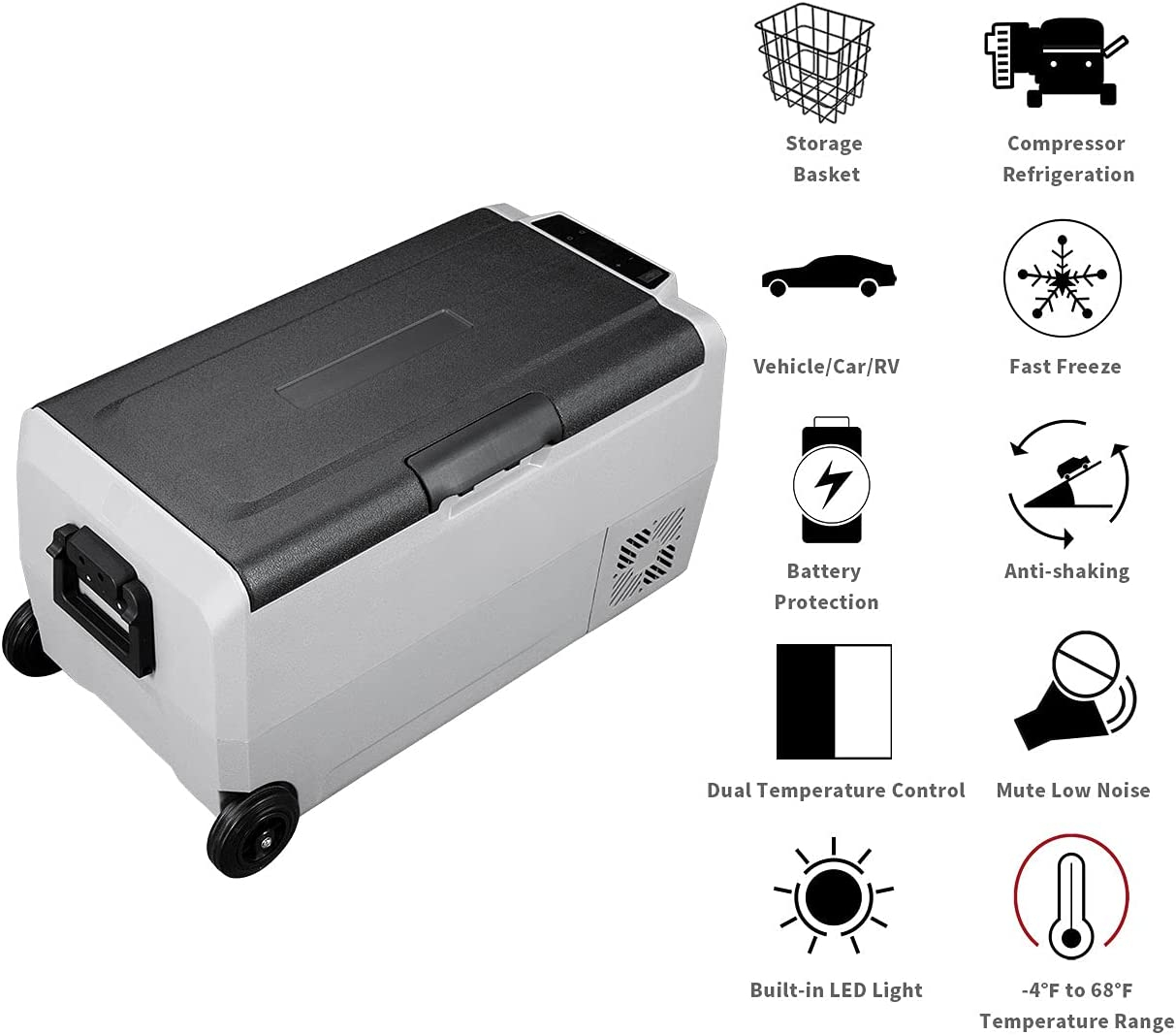 Alpicool Gray 38 Quart(s) Hard Wheeled Cart cooler