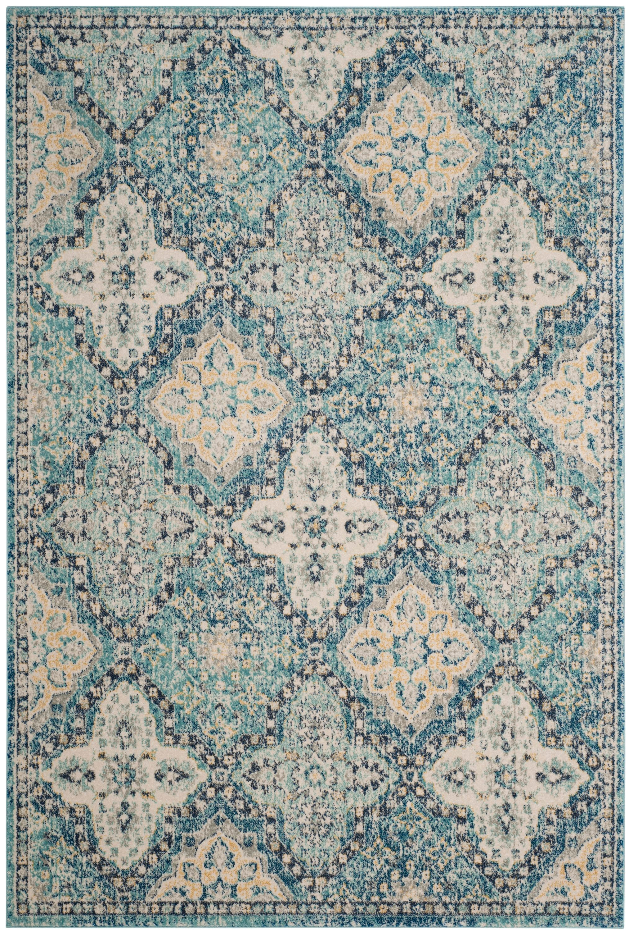 SAFAVIEH Evoke Isla Traditional Damask Area Rug, Light Blue/Ivory, 5'1" x 7'6"