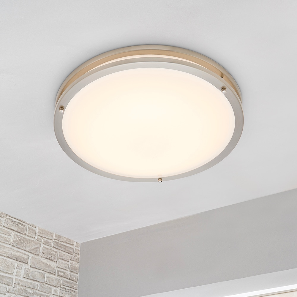 Maxxima 16 in. Satin Nickel LED Ceiling Mount Fixture 3000K Warm White, 2600 Lumens, Dimmable