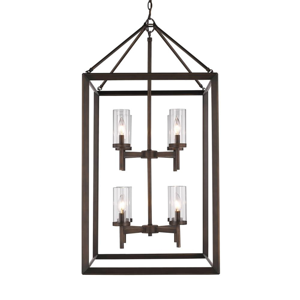 Golden Lighting Smyth 8-Light Pendant in Gunmetal Bronze with Clear Glass