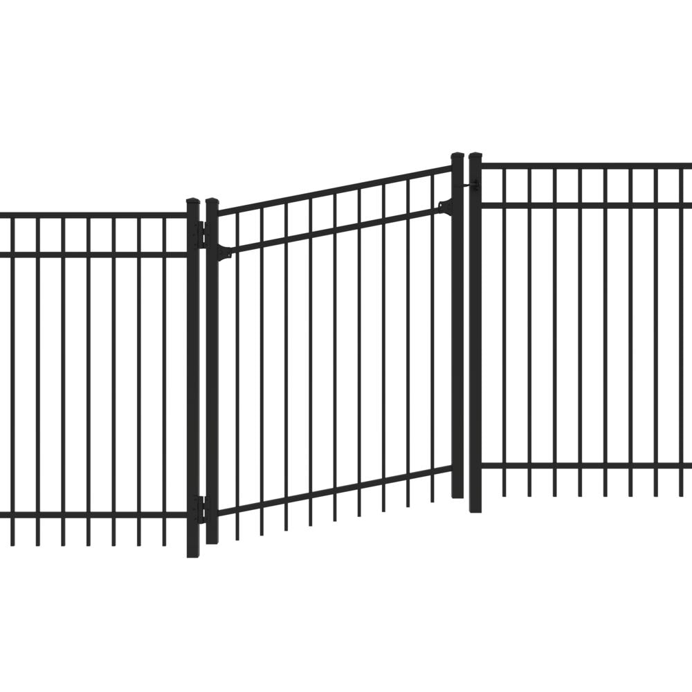 5-ft 3 Rail Aluminum Fence Adjustable Gate Kit Black
