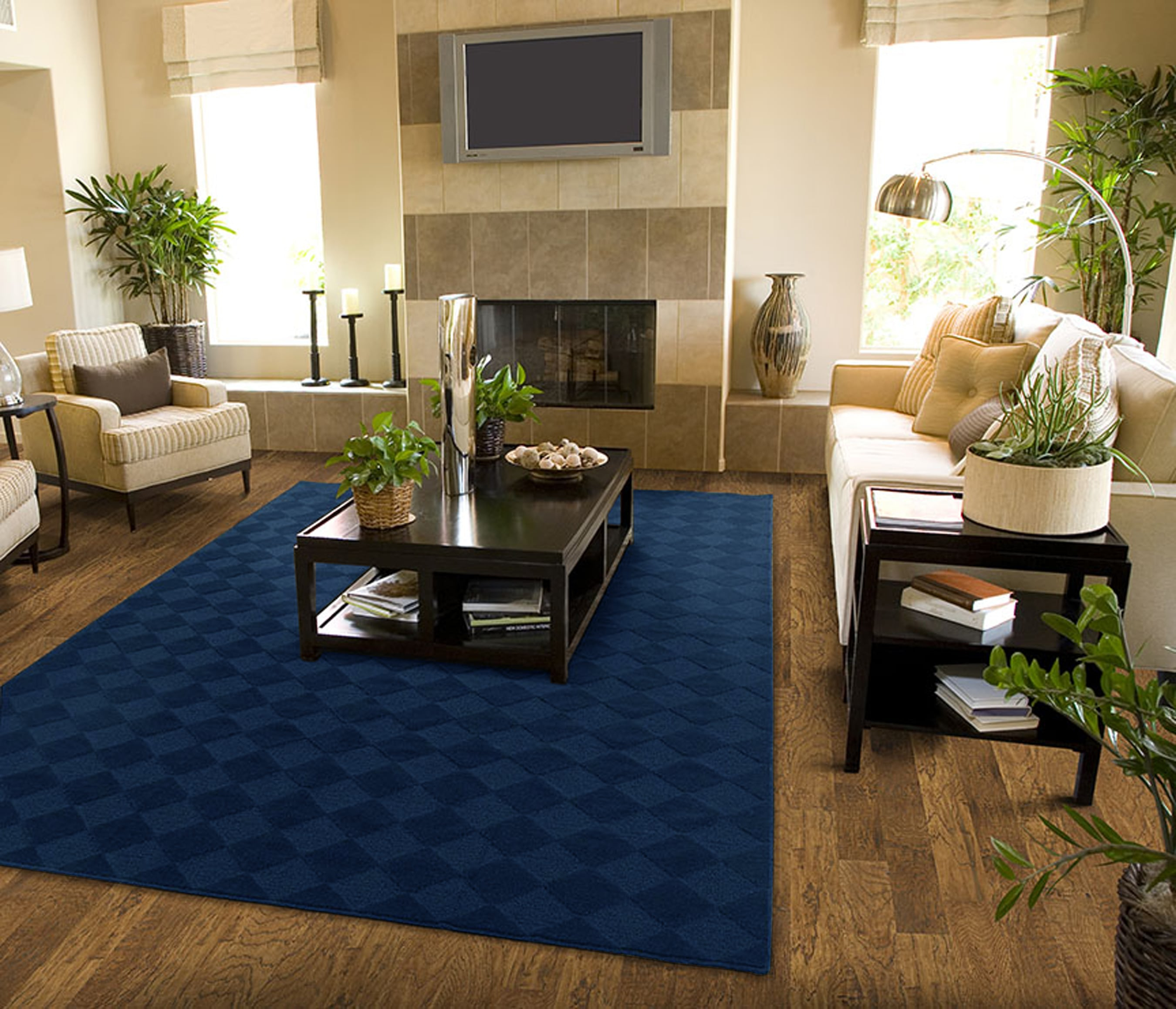 Garland Rug Diamond Polypropylene Navy Indoor Area Rug, 5' x 7'