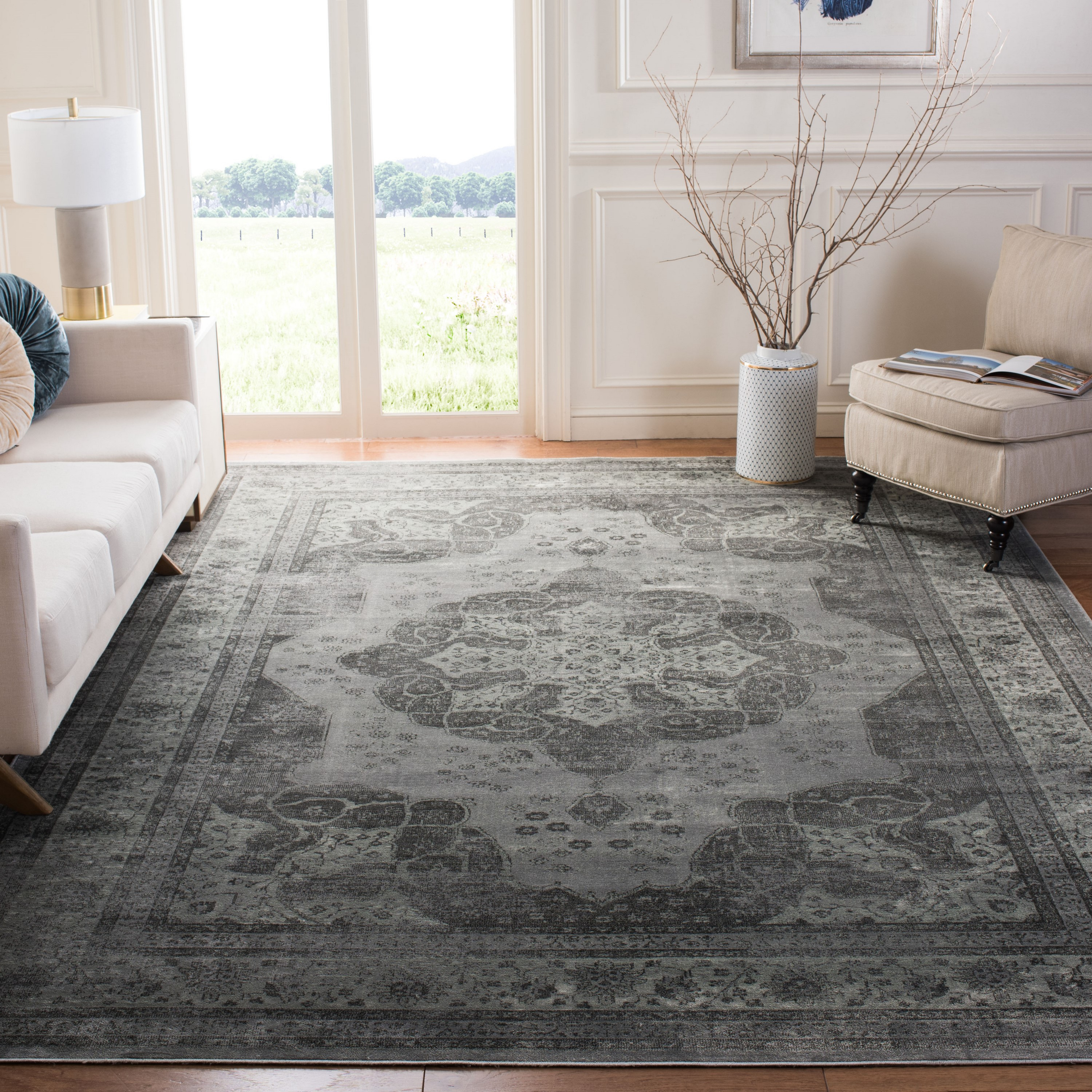 SAFAVIEH Vintage Lamont Traditional Area Rug, Grey/Multi, 12' x 18'
