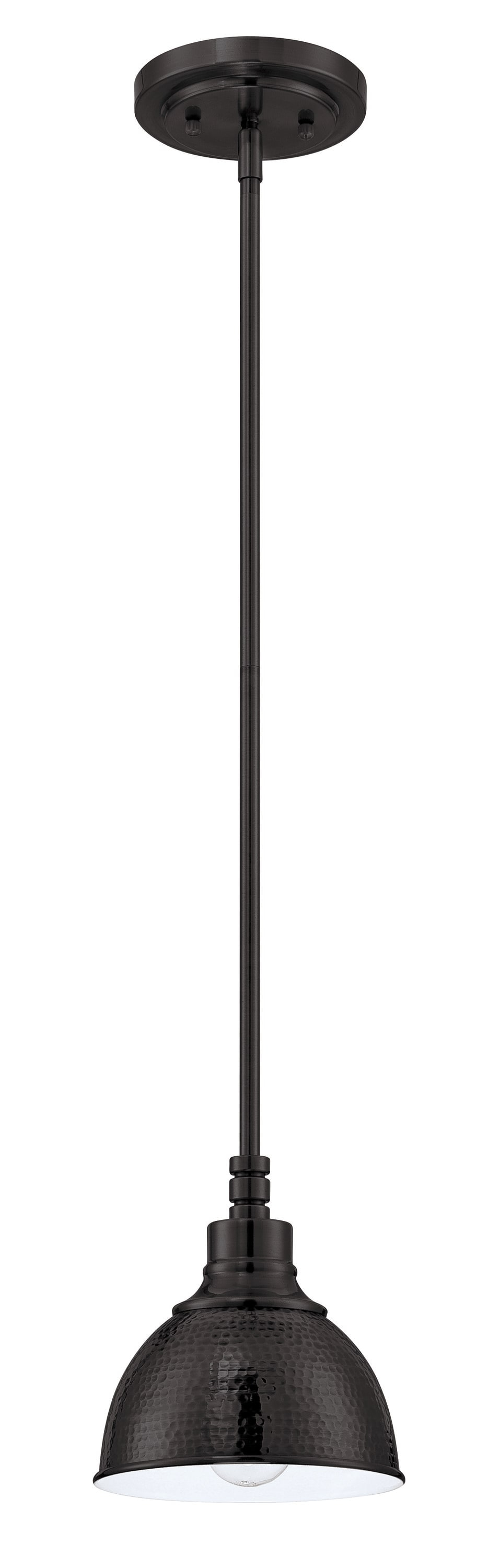 Aged Bronze Mini Pendant Light with Hammered Metal Shade