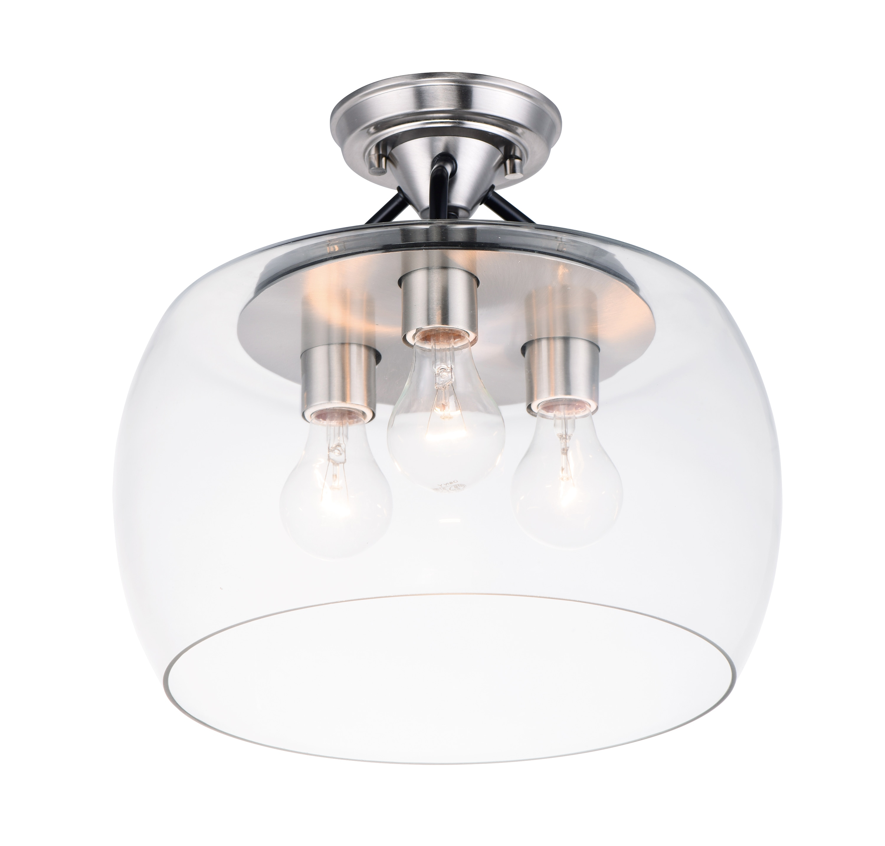 Maxim Lighting Goblet 3 - Light Semi-Flush Mount in  Black/Satin Nickel