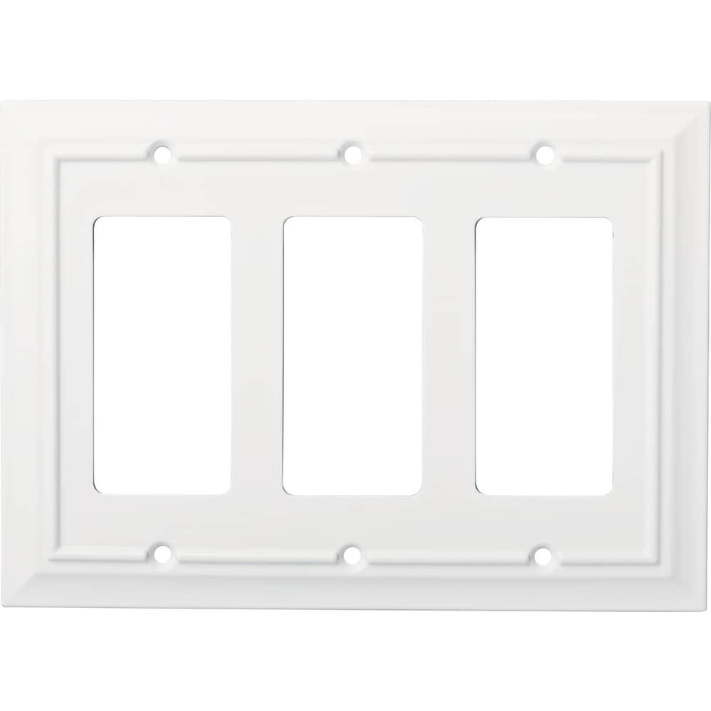 Brainerd W34923-PW Placa de Cubierta de Triple GFCI de Arquitecto Clásico Blanco Puro