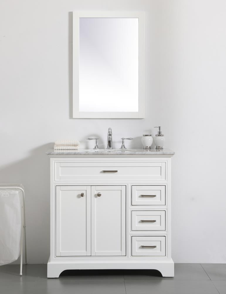 Elegant Decor Americana 36" Wood Single Bathroom Vanity in White