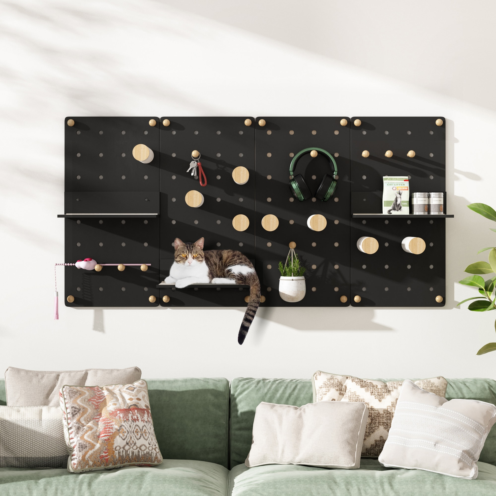 COZIWOW DIY Wall-Mounted Cat Climber Set Cat Wall Steps Climbing Frame Scratching Posts and Platforms