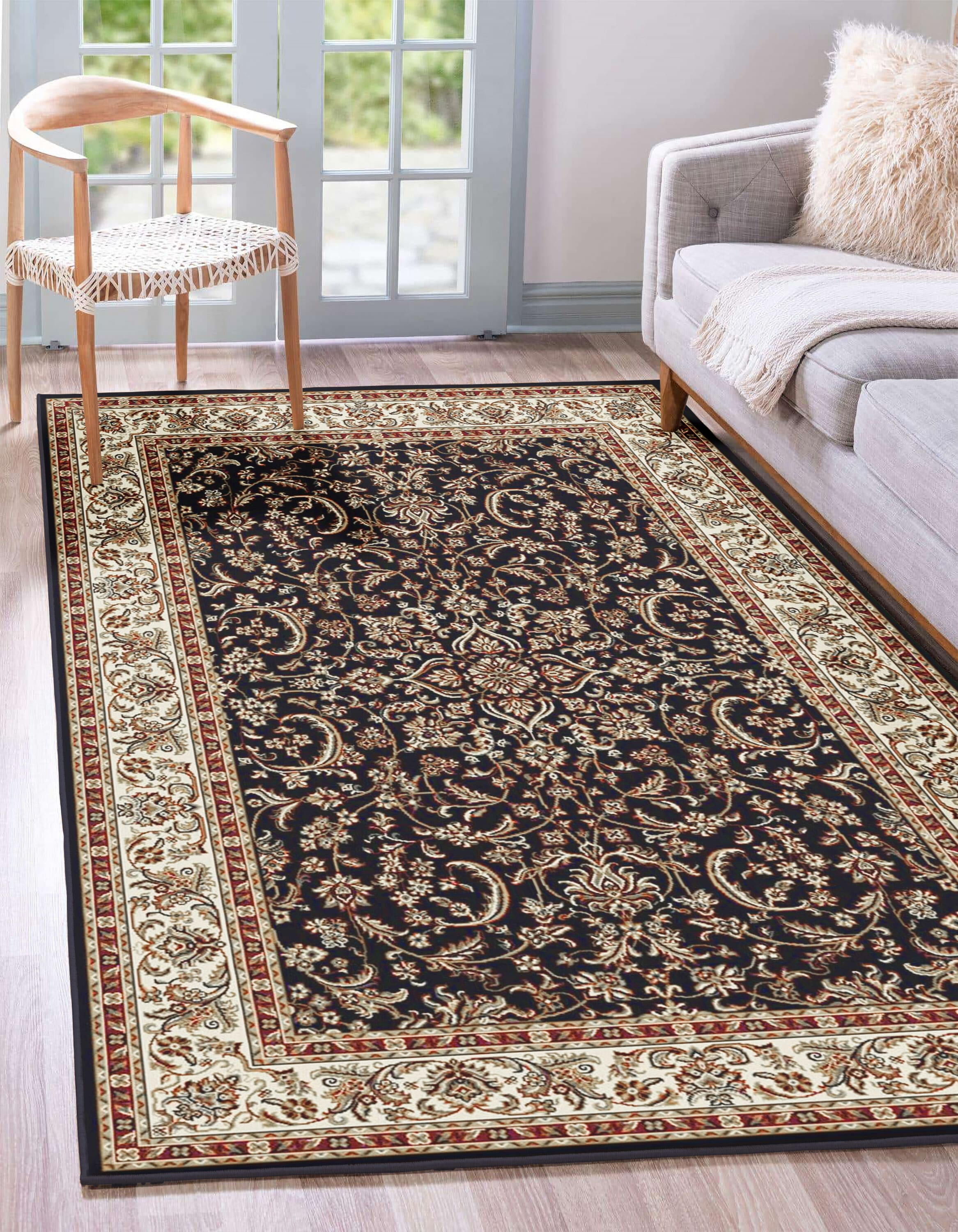 Radici Usa Noble Area Rug 1318 Black Bordered Medallion 3' 3" x 5' 4" Rectangle