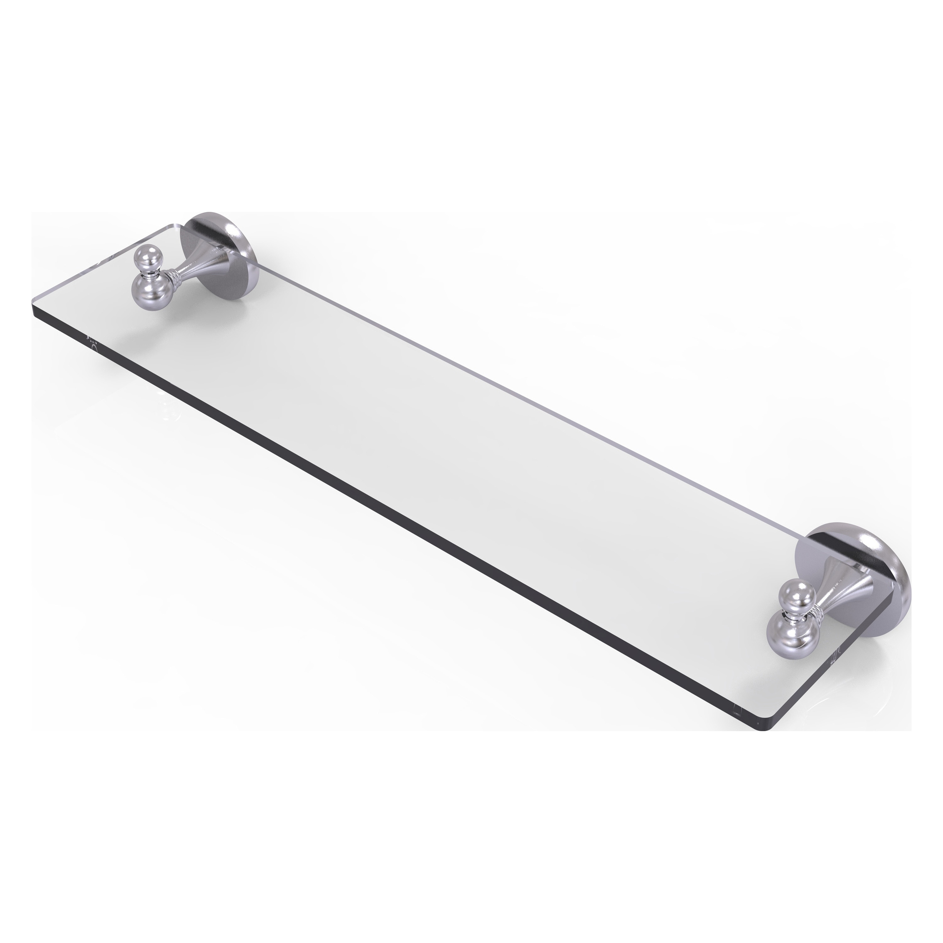Shadwell Collection 22 in. W Glass Vanity Shelf with Beveled Edges in Satin Chrome