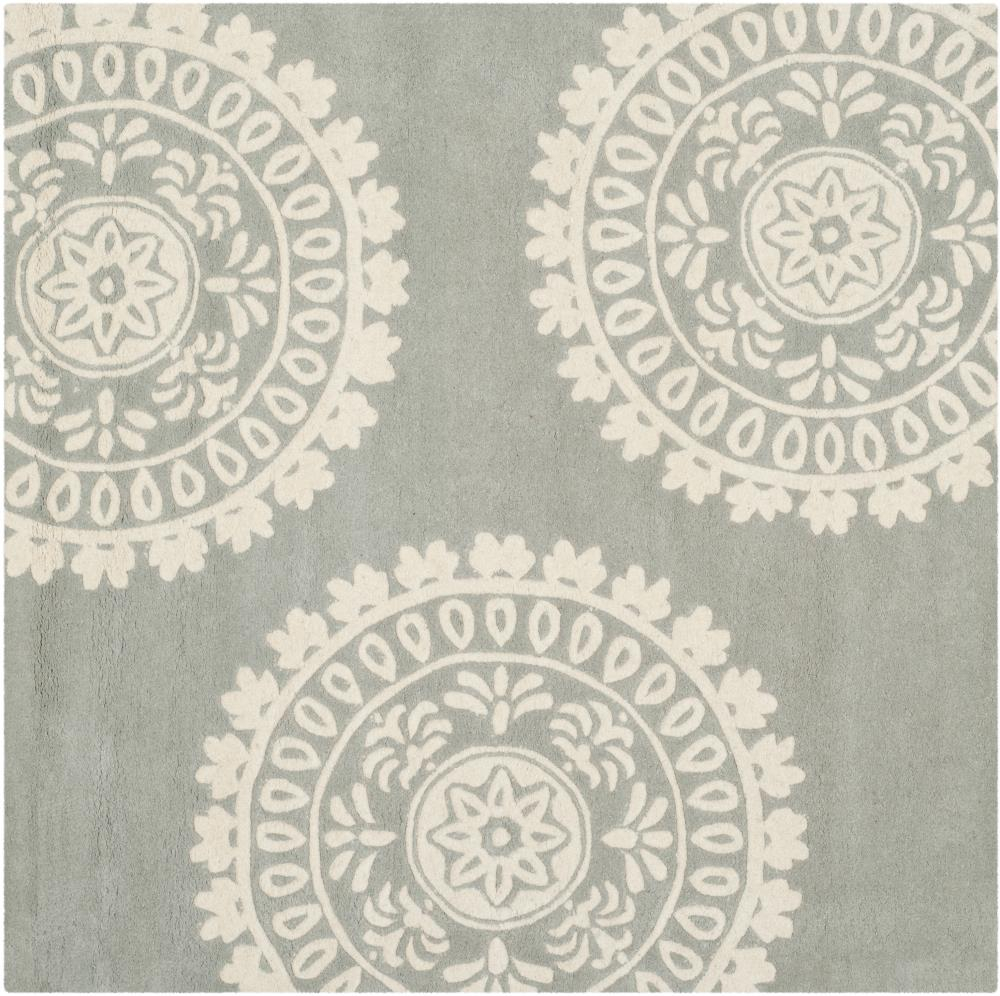 Bella BEL121 Hand Tufted Area Rug - Grey/Ivory - 7'x7' - Safavieh.