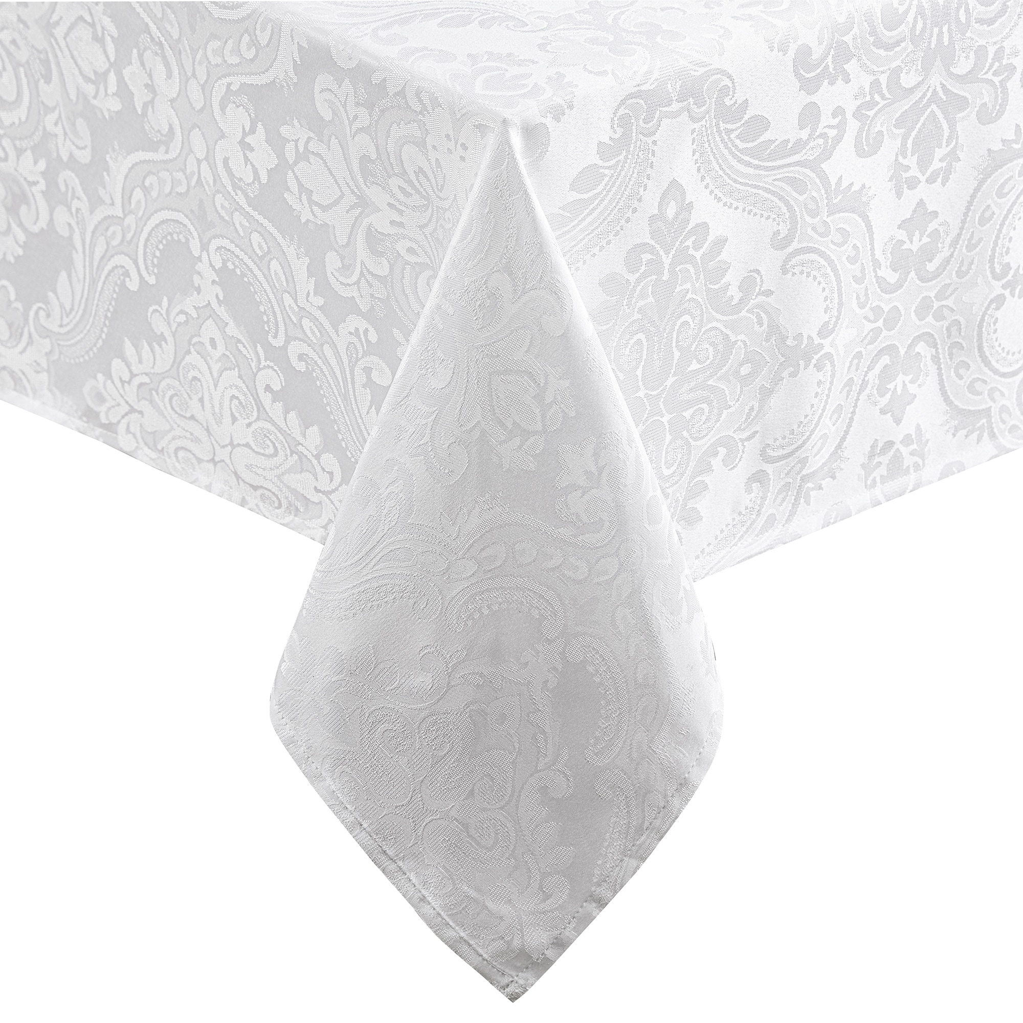 Caiden Elegance Damask Water & Stain Resistant Tablecloth - 52" x 70" - White - Elrene Home Fashions