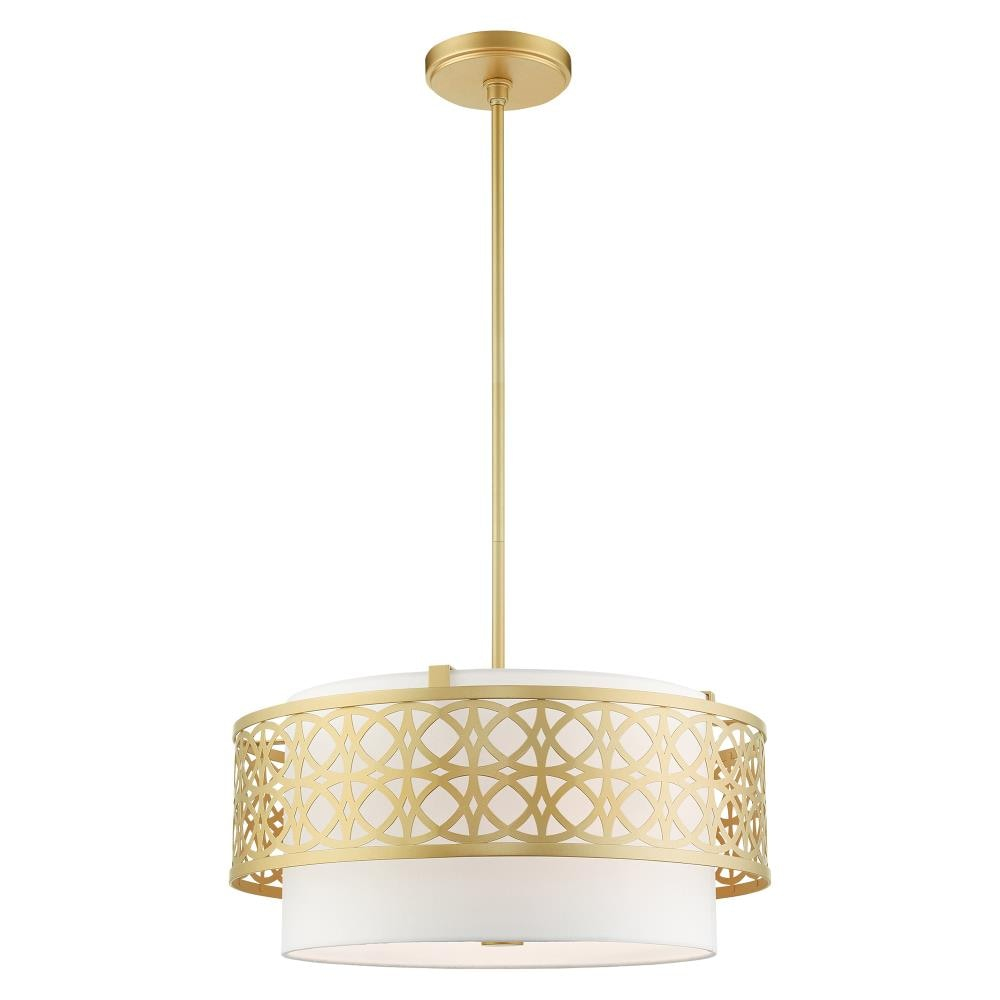 Calinda 4-Light Soft Gold LED Drum Pendant Chandelier