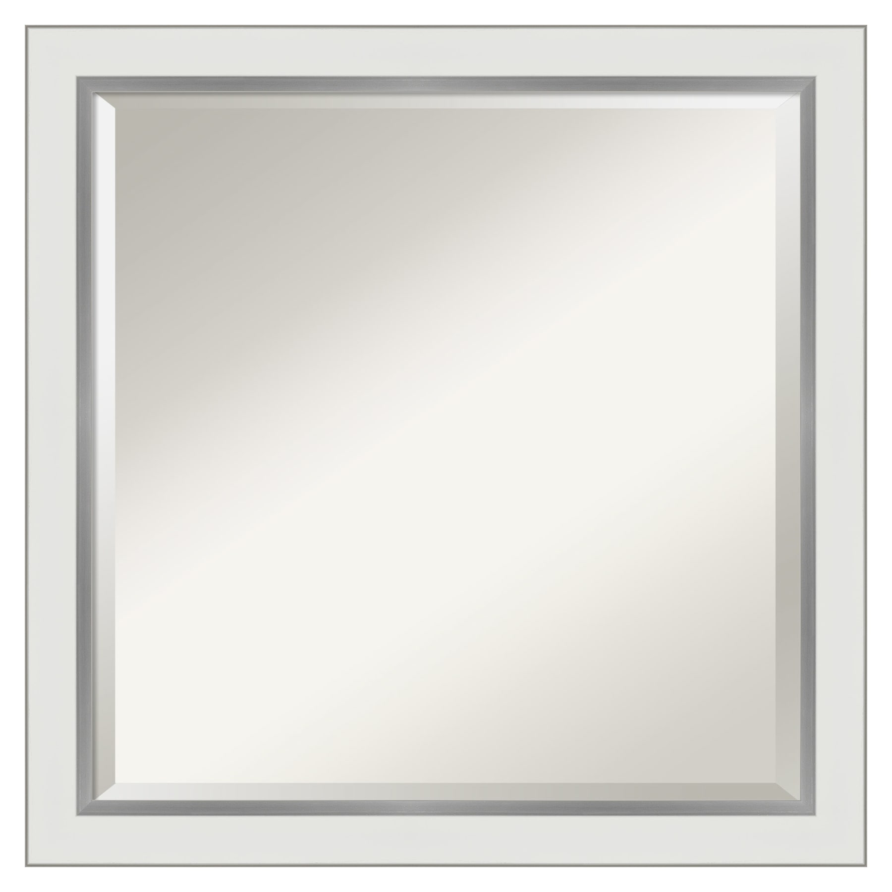 Amanti Art Eva 23-Inches x 23-Inches Framed Square Bathroom Vanity Mirror ( Satin Silver,White )