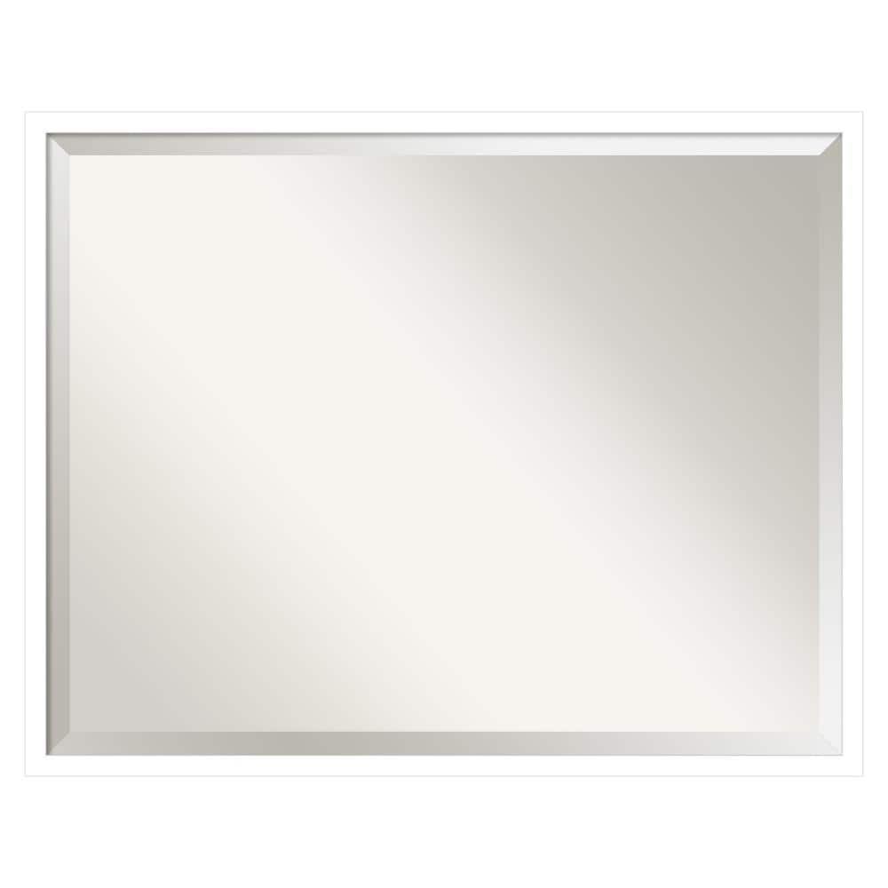 Amanti Art Beveled Wood Bathroom Wall Mirror - Svelte Frame Svelte White Outer Size: 29 x 23 in White