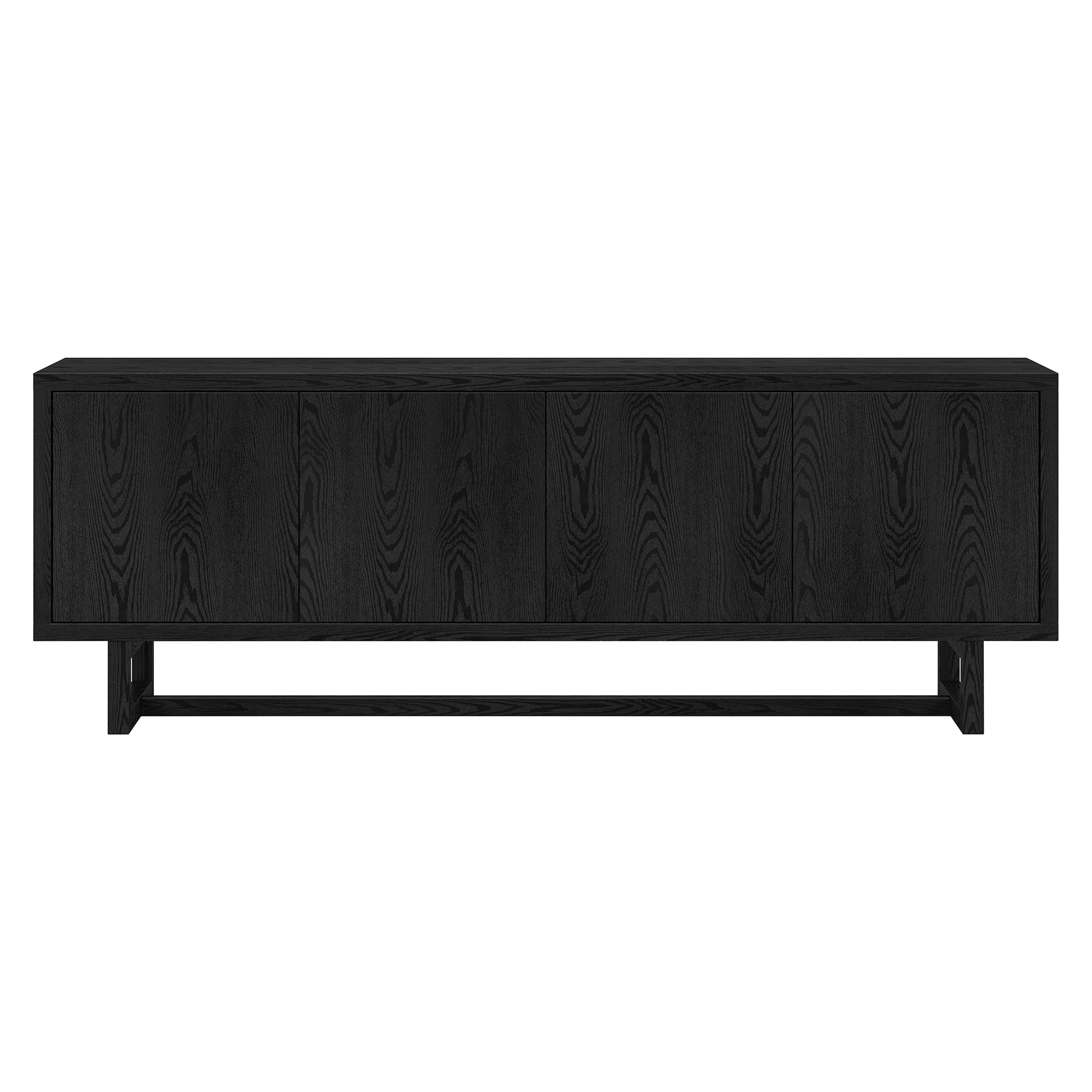 Evelyn&Zoe Cutler Rectangular TV Stand for TV's up to 75", Black Grain