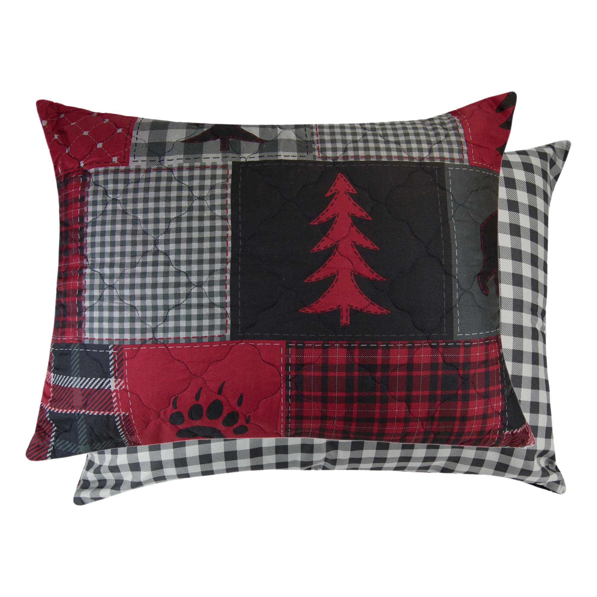 Red and Gray Reversible Twin Microfiber Quilt Set