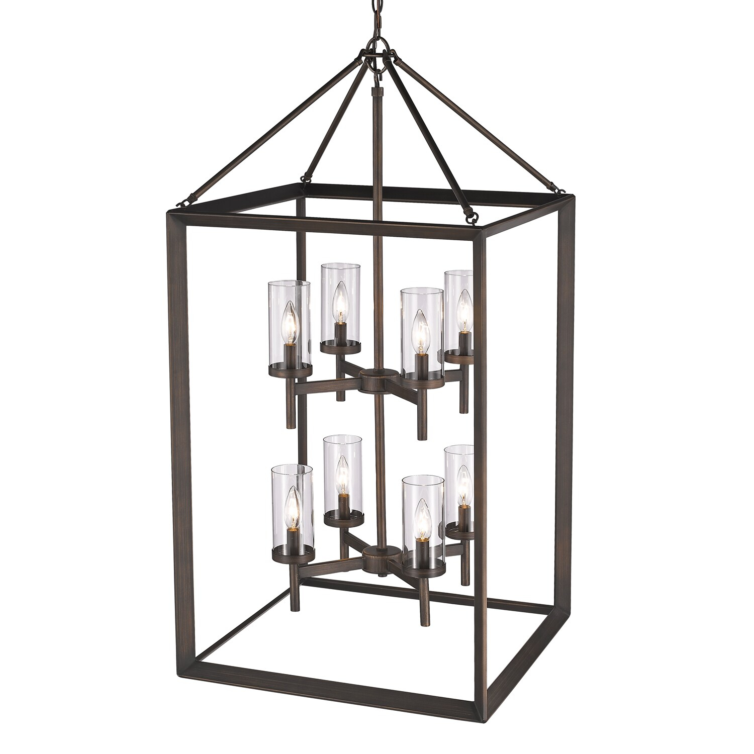 Golden Lighting Smyth 8-Light Pendant in Gunmetal Bronze with Clear Glass