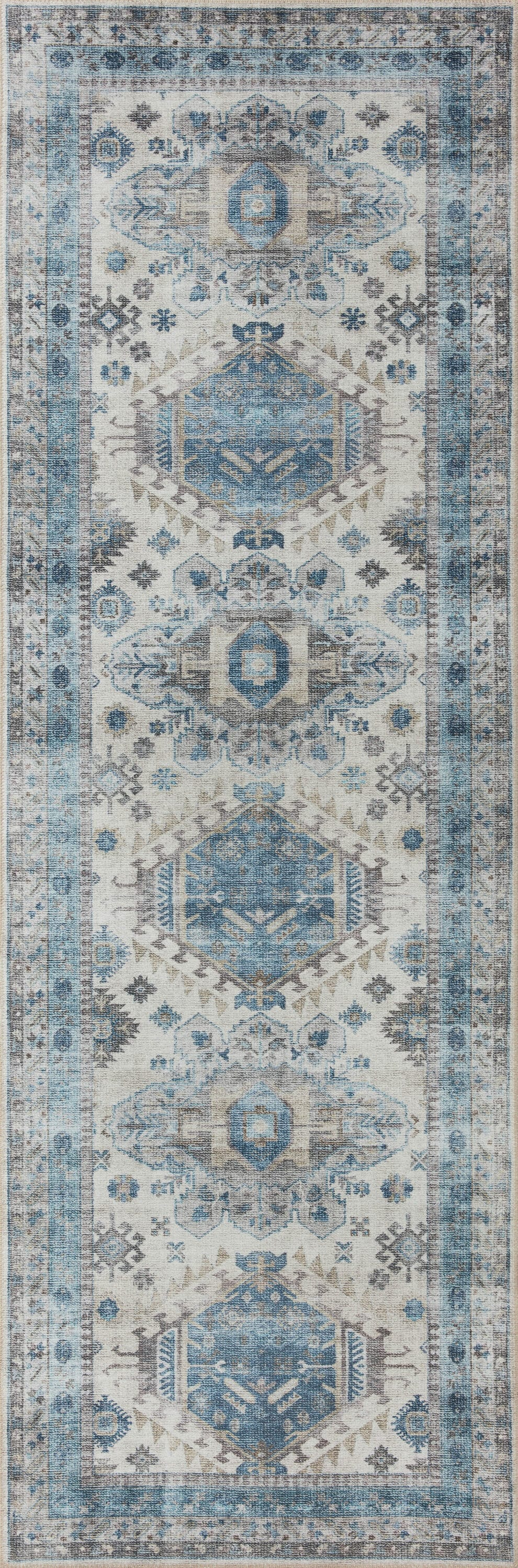 Loloi II Heidi Collection HEI-04 Ivory / Ocean, Southwestern Area Rug 2'-6" x 7'-6"