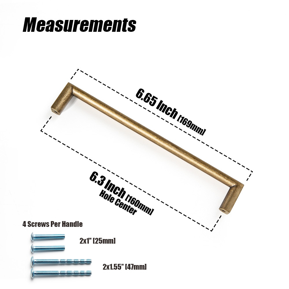 Goo-Ki 6 Pack 6.3" (160mm) Hole Center Retro Zinc Alloy Cabinet Handles, Antique Brass Cabinet Pulls for Dresser, Wardrobe, Kitchen Hardware