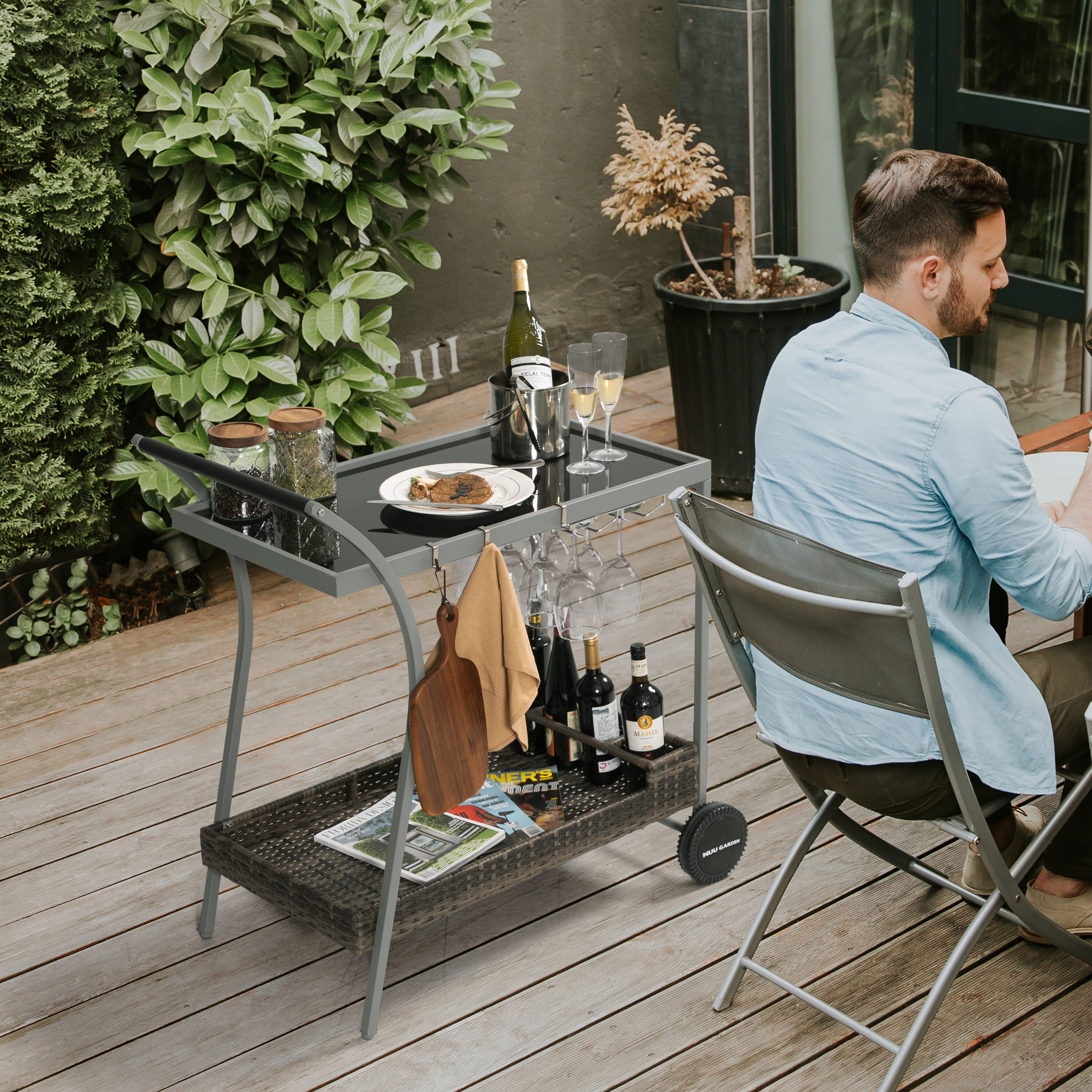 NUU GARDEN Metal Bar Cart
