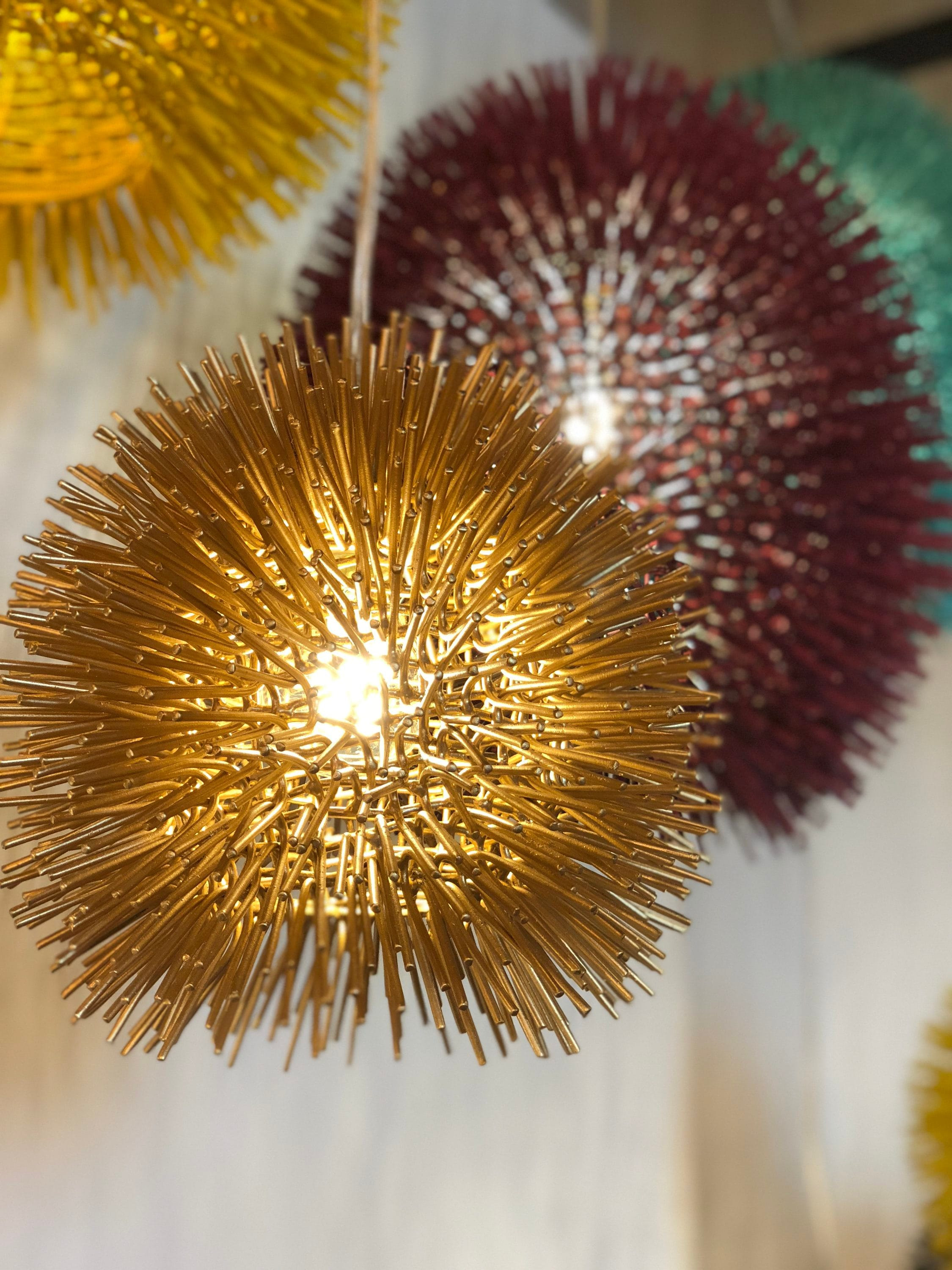 Aurelia 6'' Gold Sea Urchin Mini Pendant with Recycled Steel