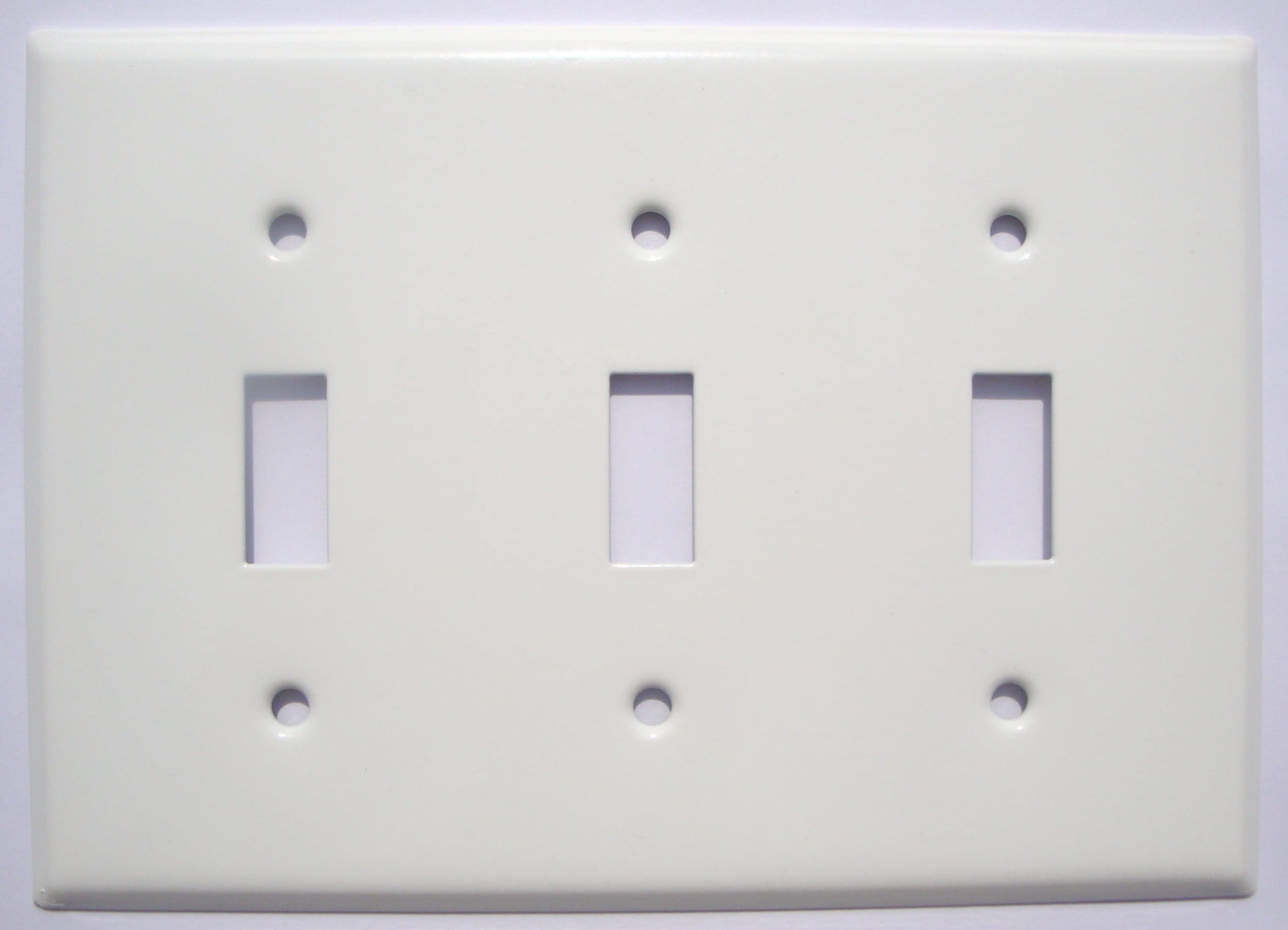 Mulberry 86073 3-Gang Toggle Light Switch Wall Plate, Standard Size Cover, Painted Steel, White