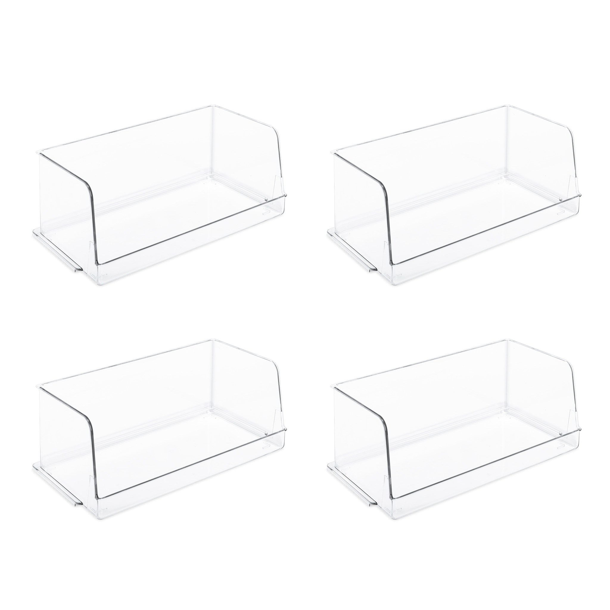 Stackable Household Bin - Set of 4- 7 x 12.5 Inch - Clear