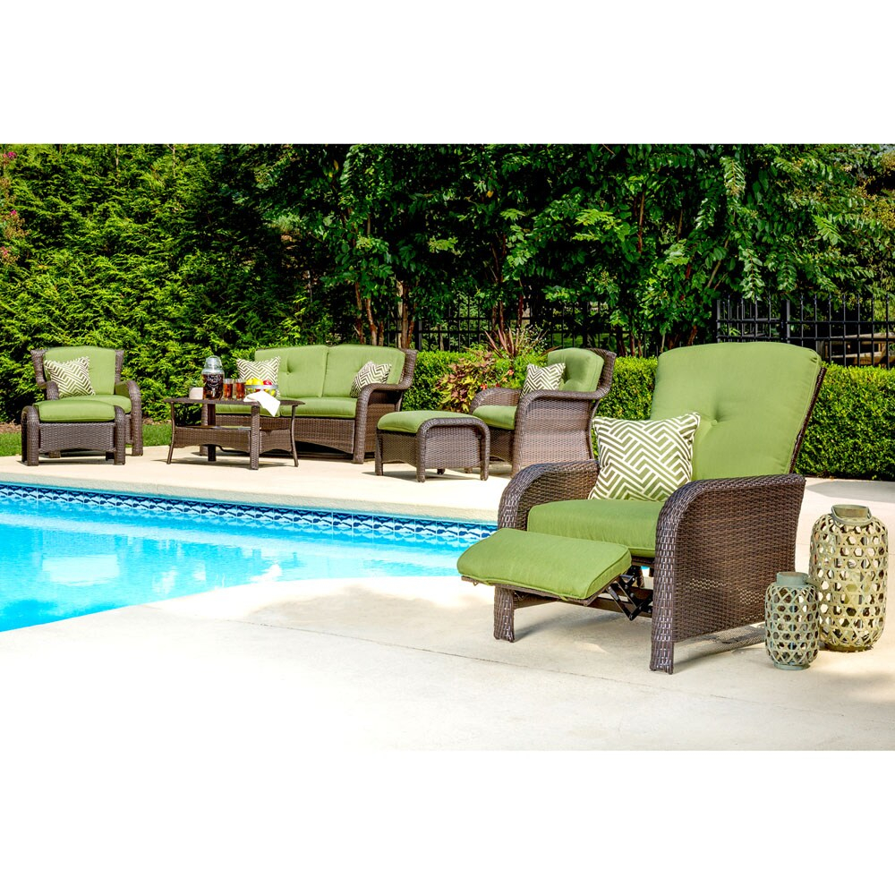 Hanover Strathmere Wicker and Steel Outdoor Patio Lounge Chair, Cilantro Green