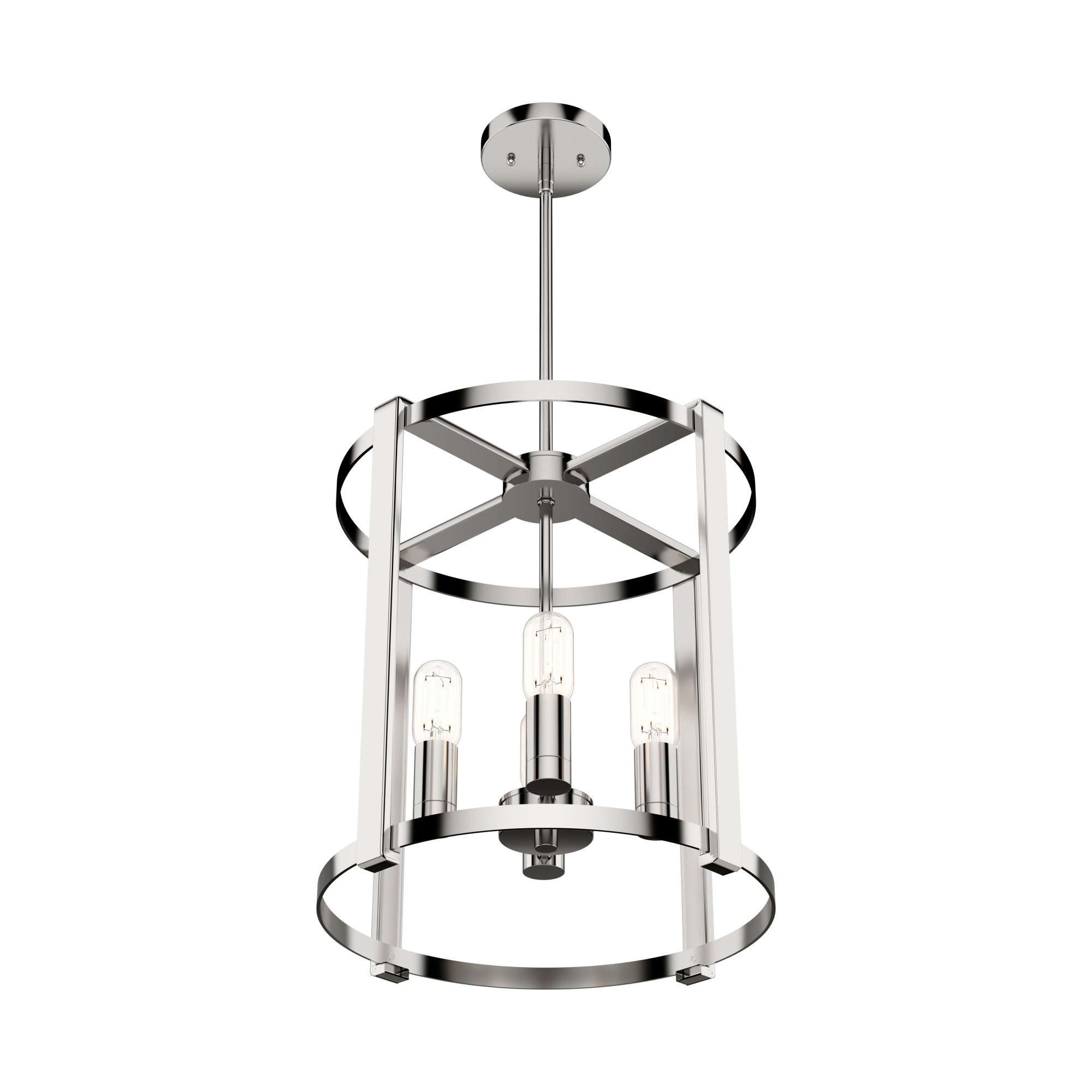 19002-Hunter Fans-Astwood 4-Light Lantern Chandelier in Caged Style-16 Inches Wide by 25.5 Inches High-Polished Nickel Finish