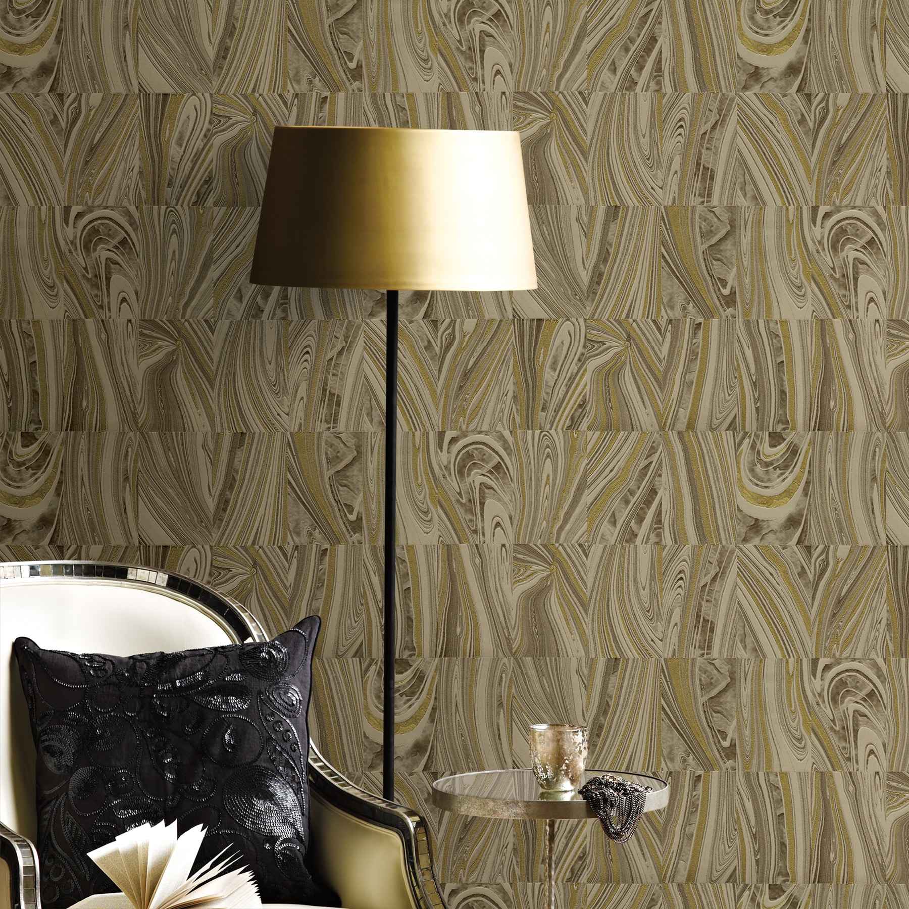 Advantage Boulders Brown Glitter Marble Wallpaper