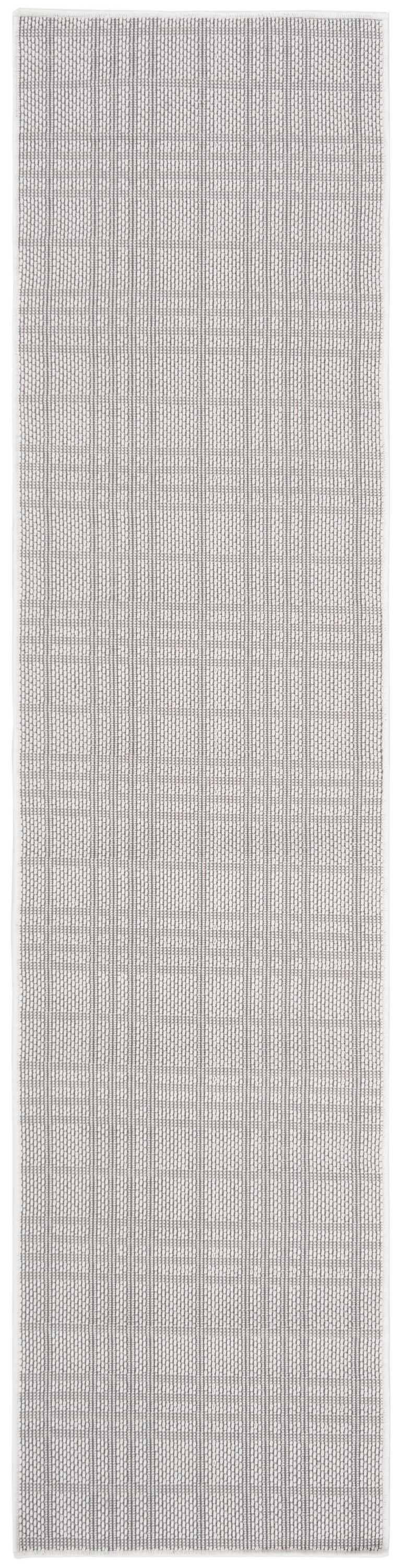SAFAVIEH Bermuda Lavern Geometric Machine Washable Indoor/Outdoor Runner Rug, Ivory/Light Grey, 2' x 8'