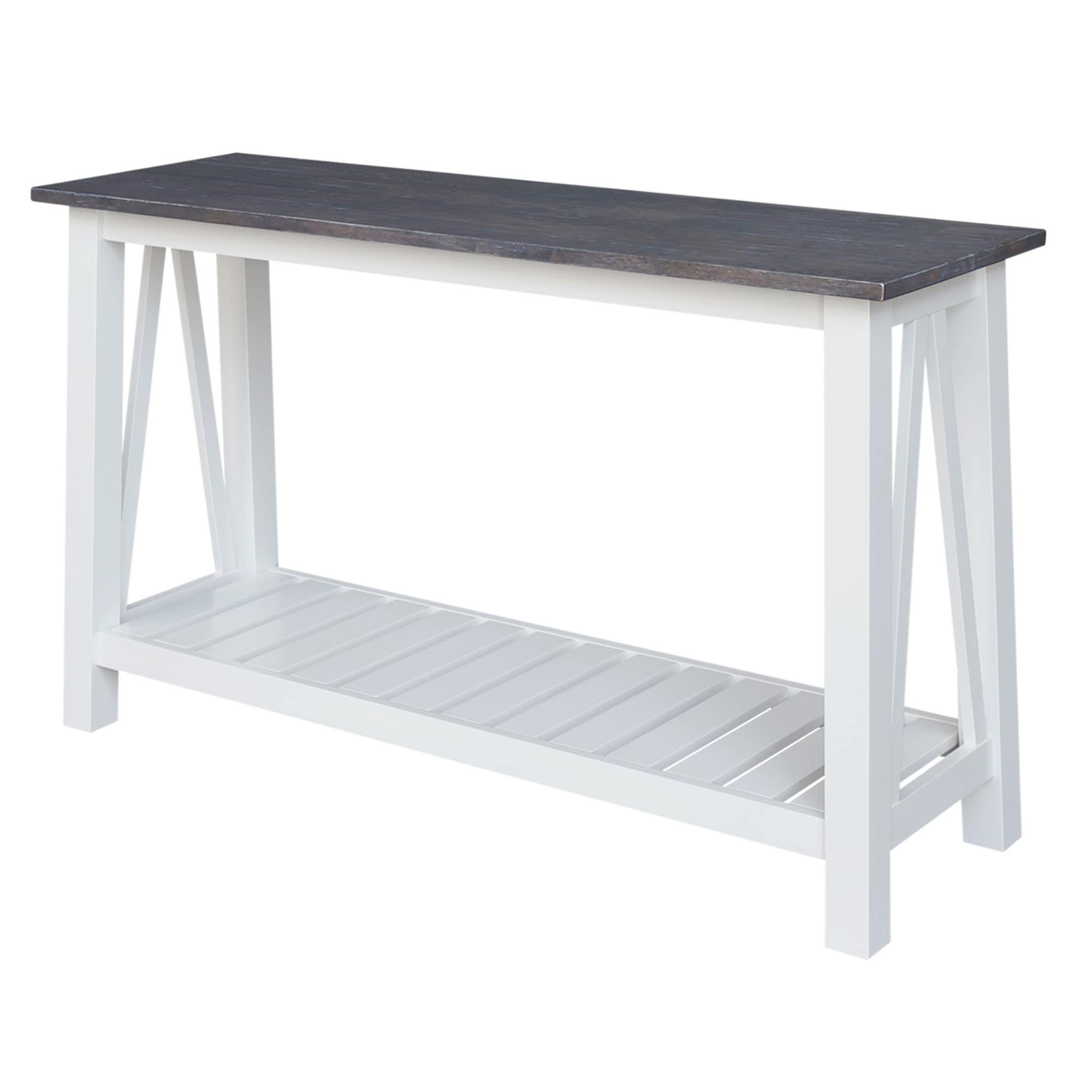 Surrey Solid Wood Console/Sofa Table in White/Heather Gray