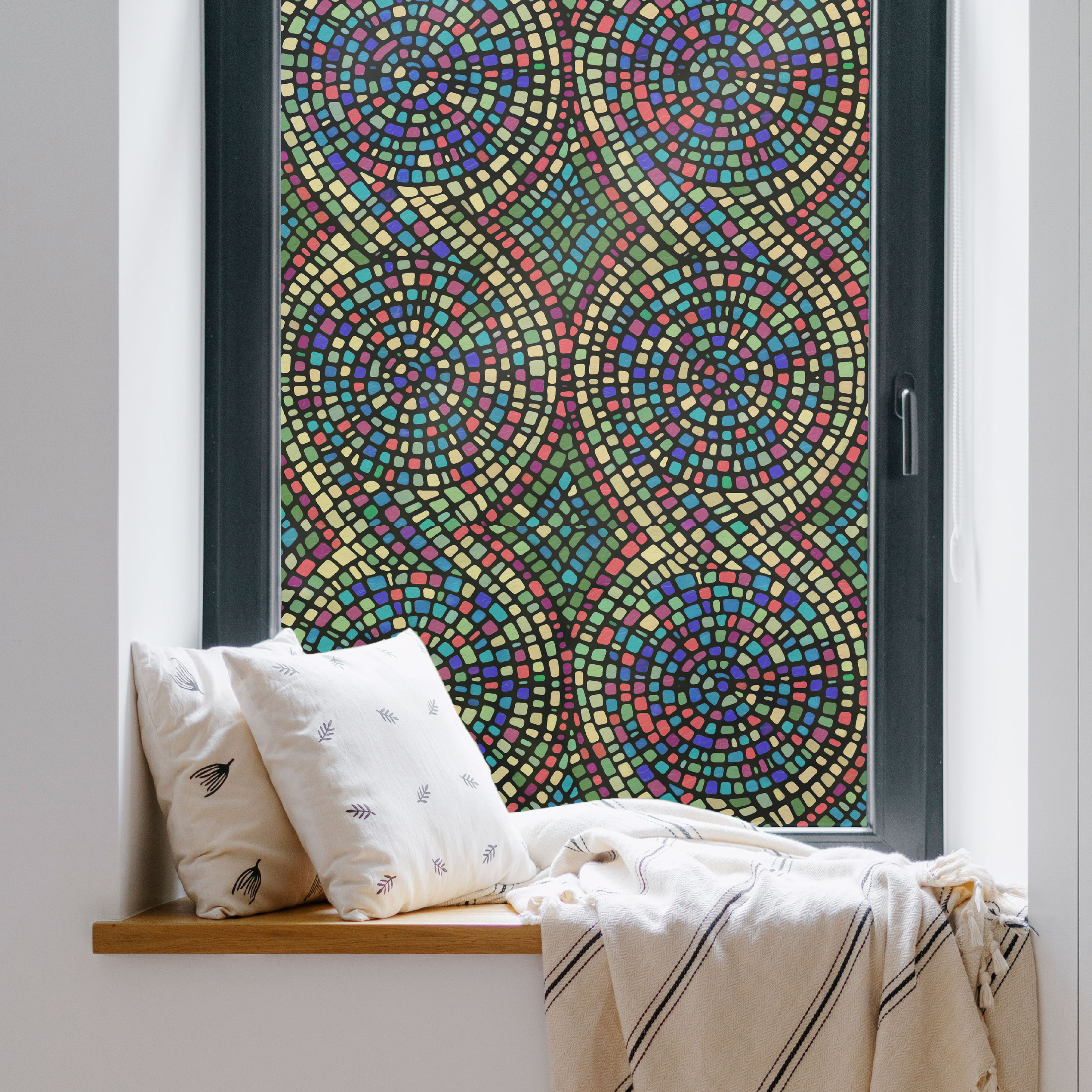 GILA Glass Scenes 36-in x 78-in Spiral Mosaic Decorative Window Film