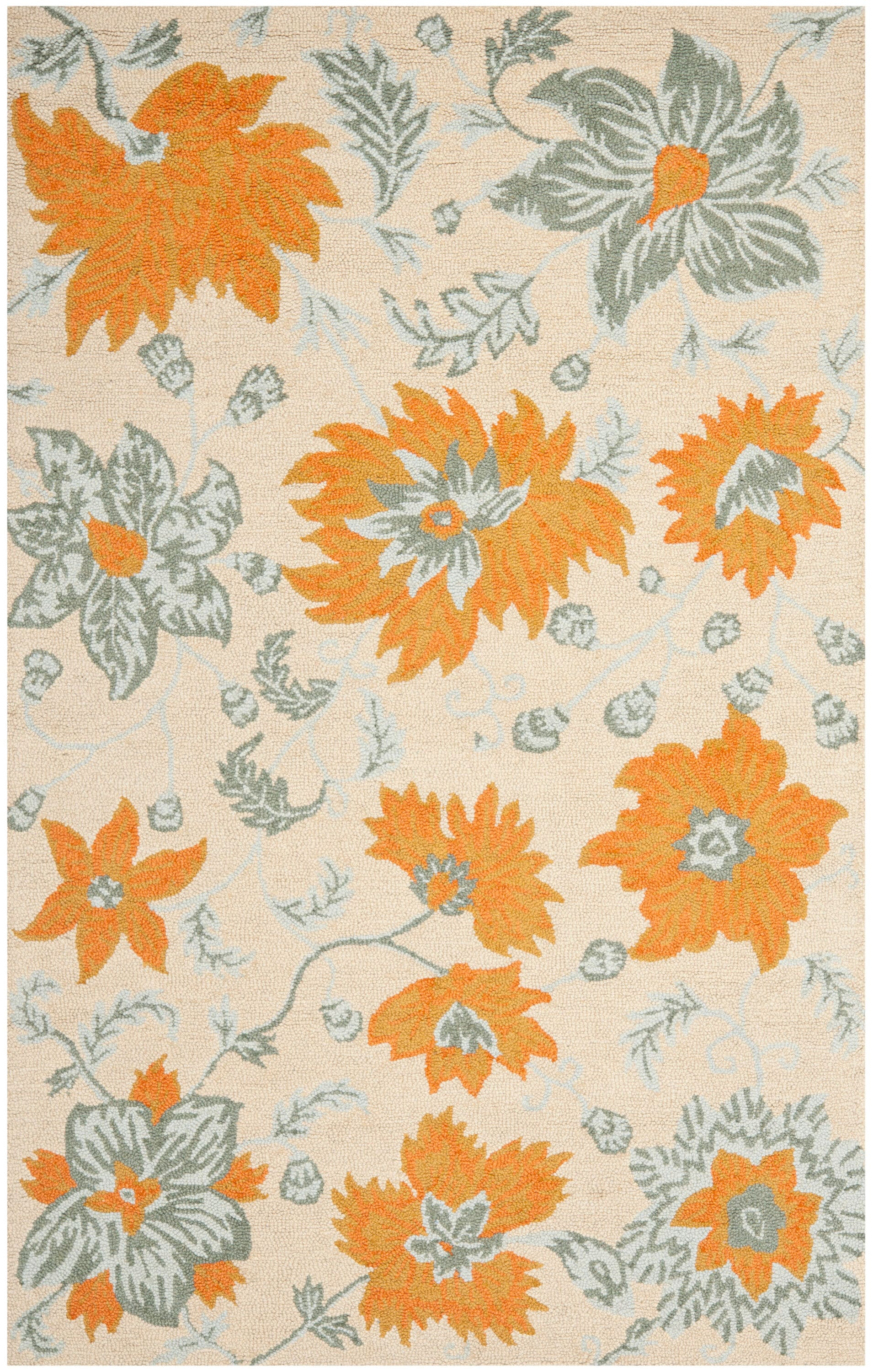 SAFAVIEH Blossom Rana Floral Flowers Wool Area Rug, Ivory/Multi, 3' x 5'