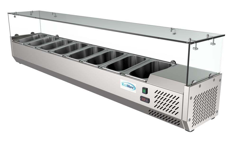 KoolMore 71 in. Eight Pan Refrigerated Countertop Condiment Prep Station