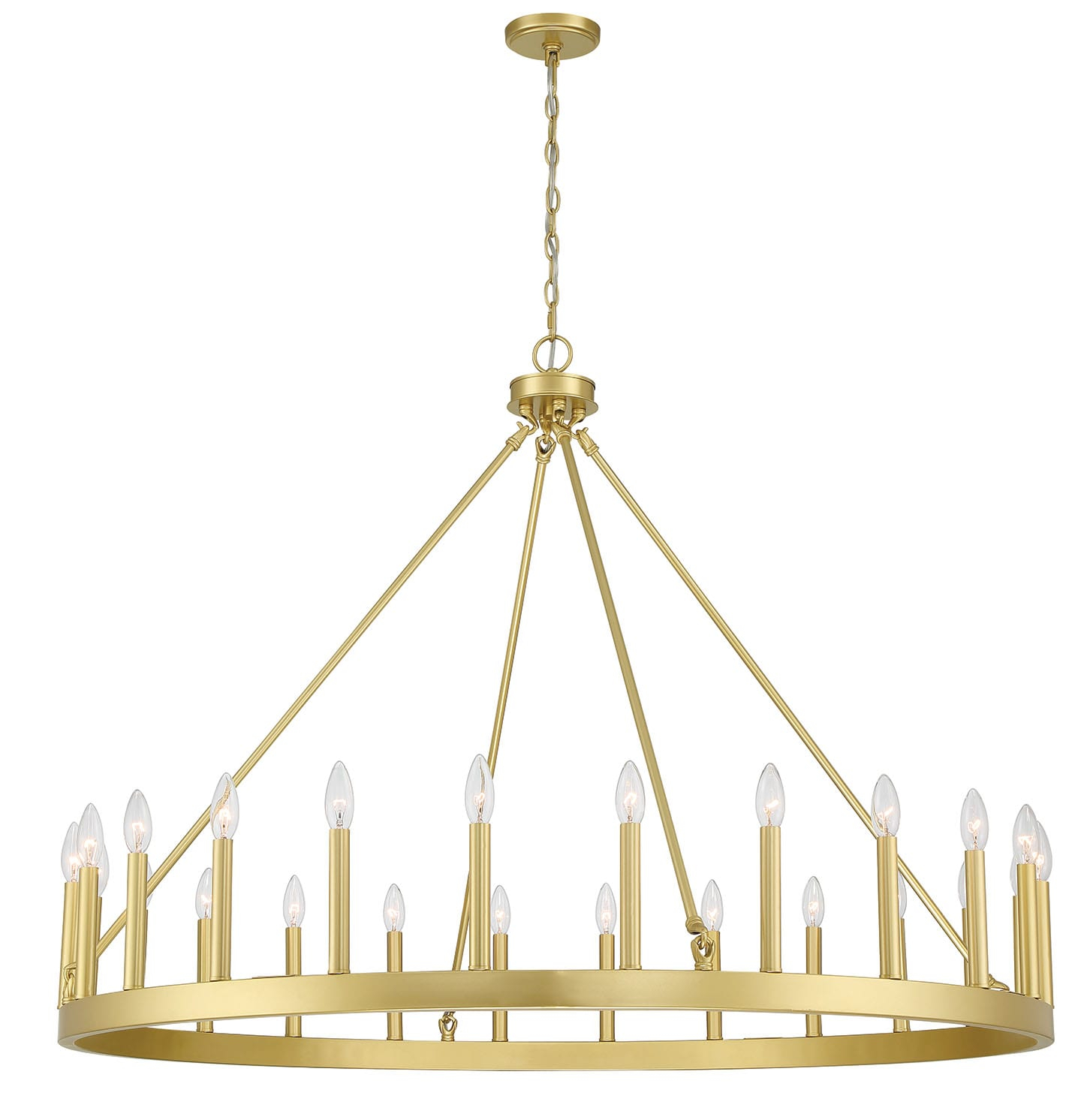 ACROMA  24 Light Modern Farmhouse Wagon Wheel Chandelier-UL Certified Satin Brass
