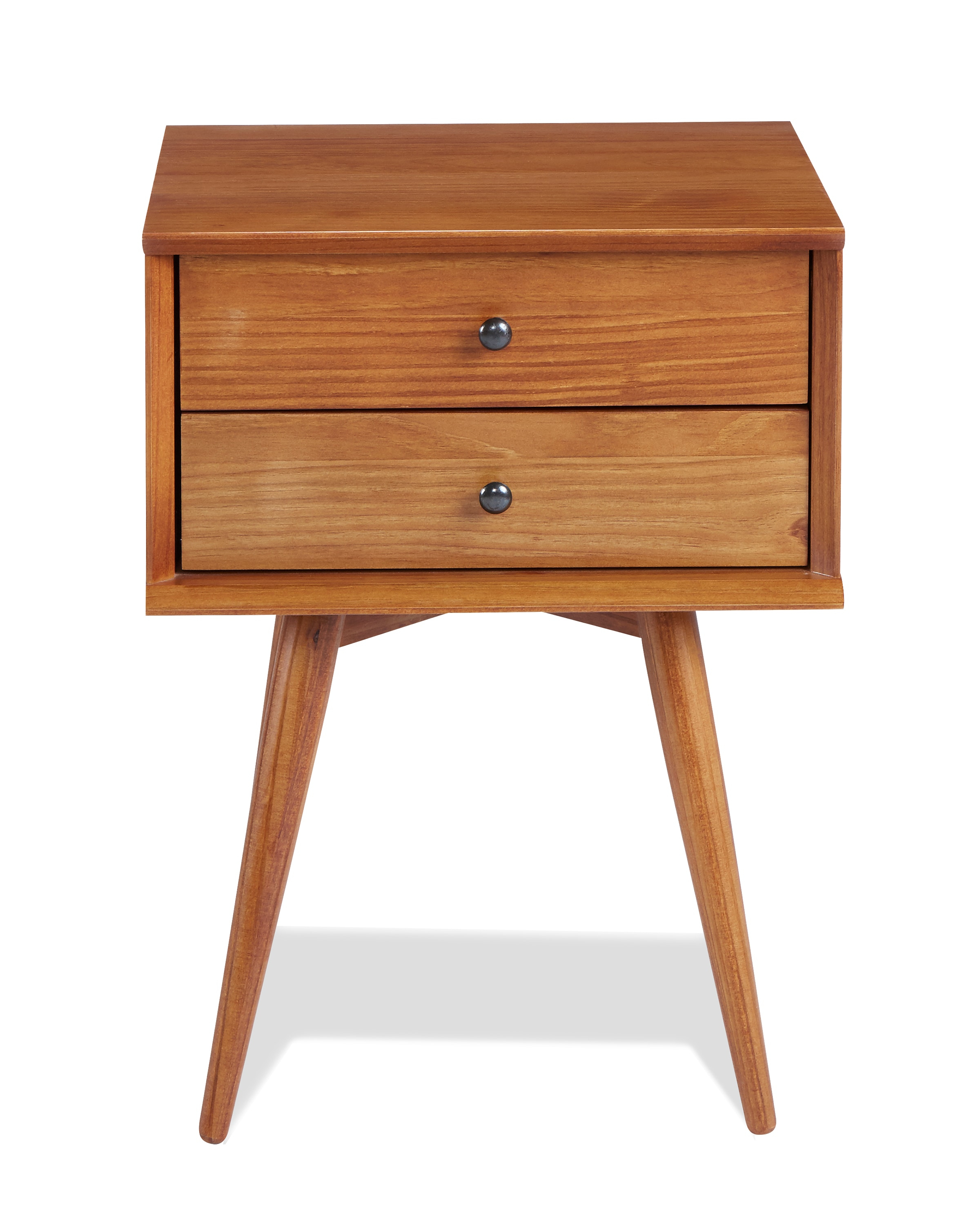 Camaflexi Mid Century Nightstand 2-Drawer Night Stand Cabinet, Castanho