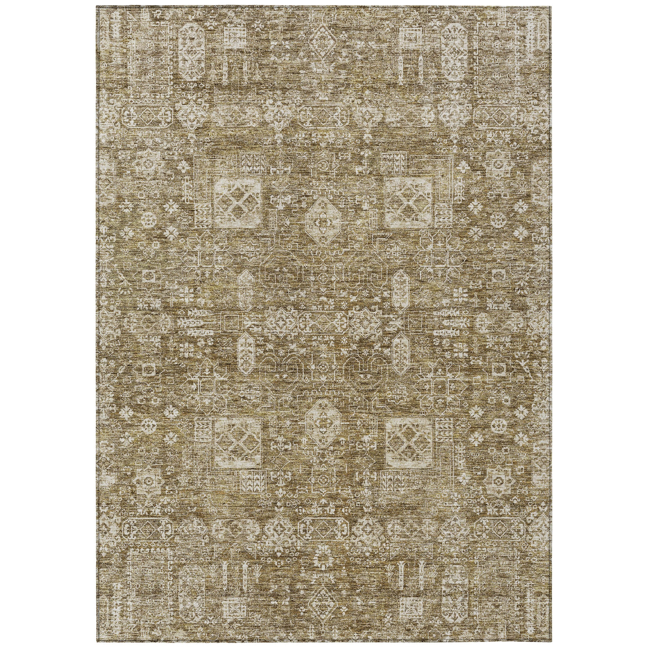 Brown Synthetic Flat Woven Washable Rectangular Rug 3' x 5'