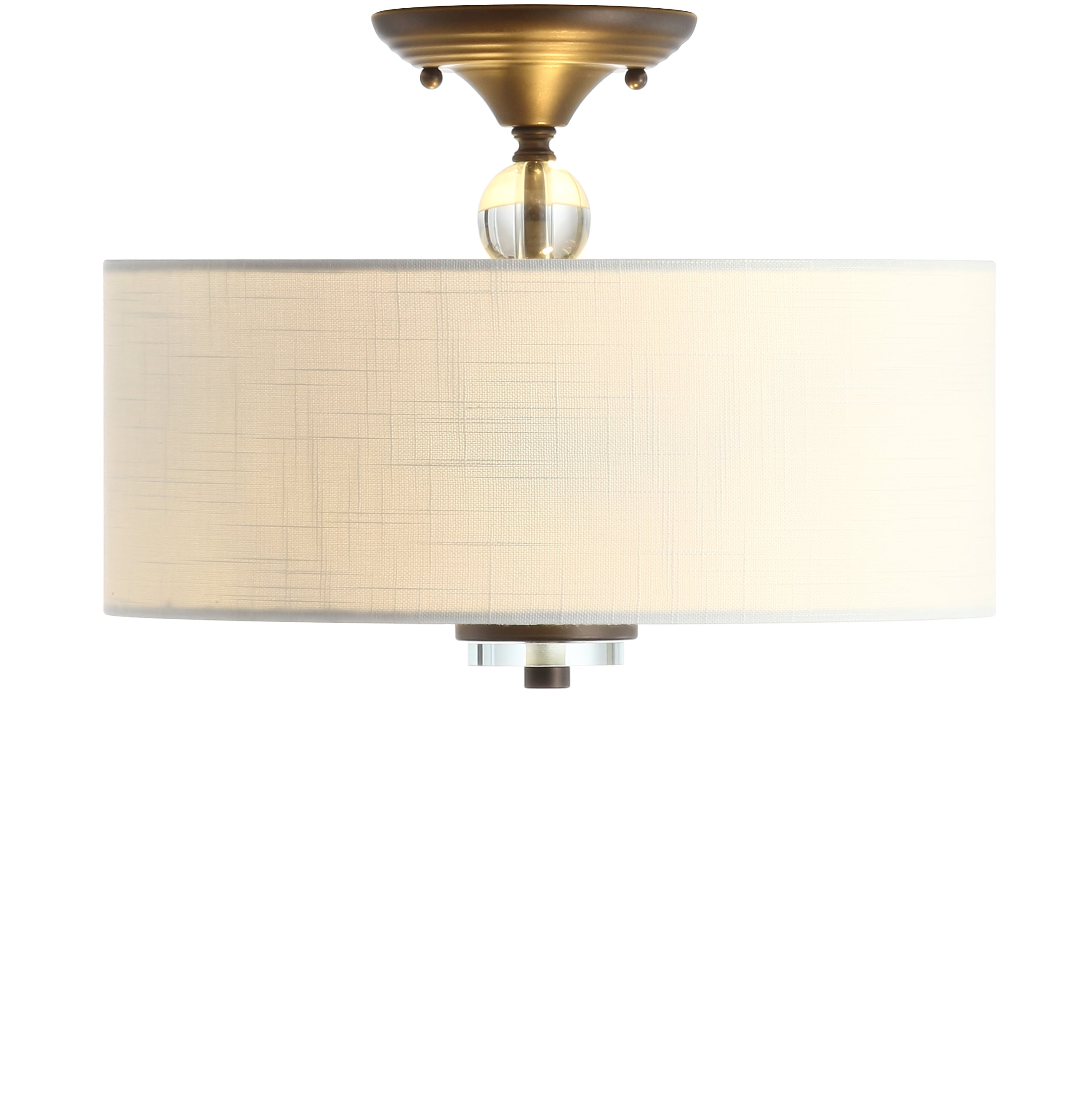 JONATHAN Y JYL9033A Marc 15" Metal/Crystal LED Semi-Flush Mount Contemporary,Traditional,Transitional Dimmable, 2700K Cozy Warm Light, for Kitchen,Hallway,Bathroom,Stairwell, OilRubbedBronze/White