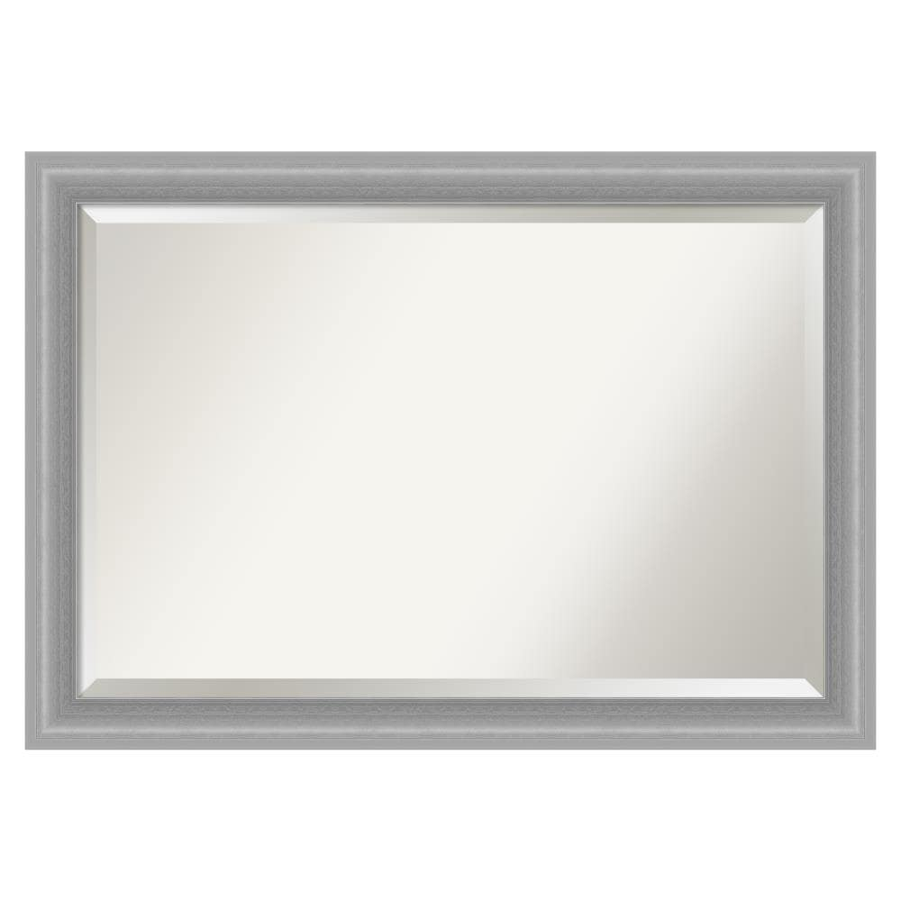 Amanti Art Bathroom Mirror, Peak Polished Nickel Narrow Wall Mirror for use as Bathroom Vanity Mirror Over Sink (28.5 x 40.5 in.) Beveled Mirror, Silver Mirror, Traditional Mirror from WI, USA